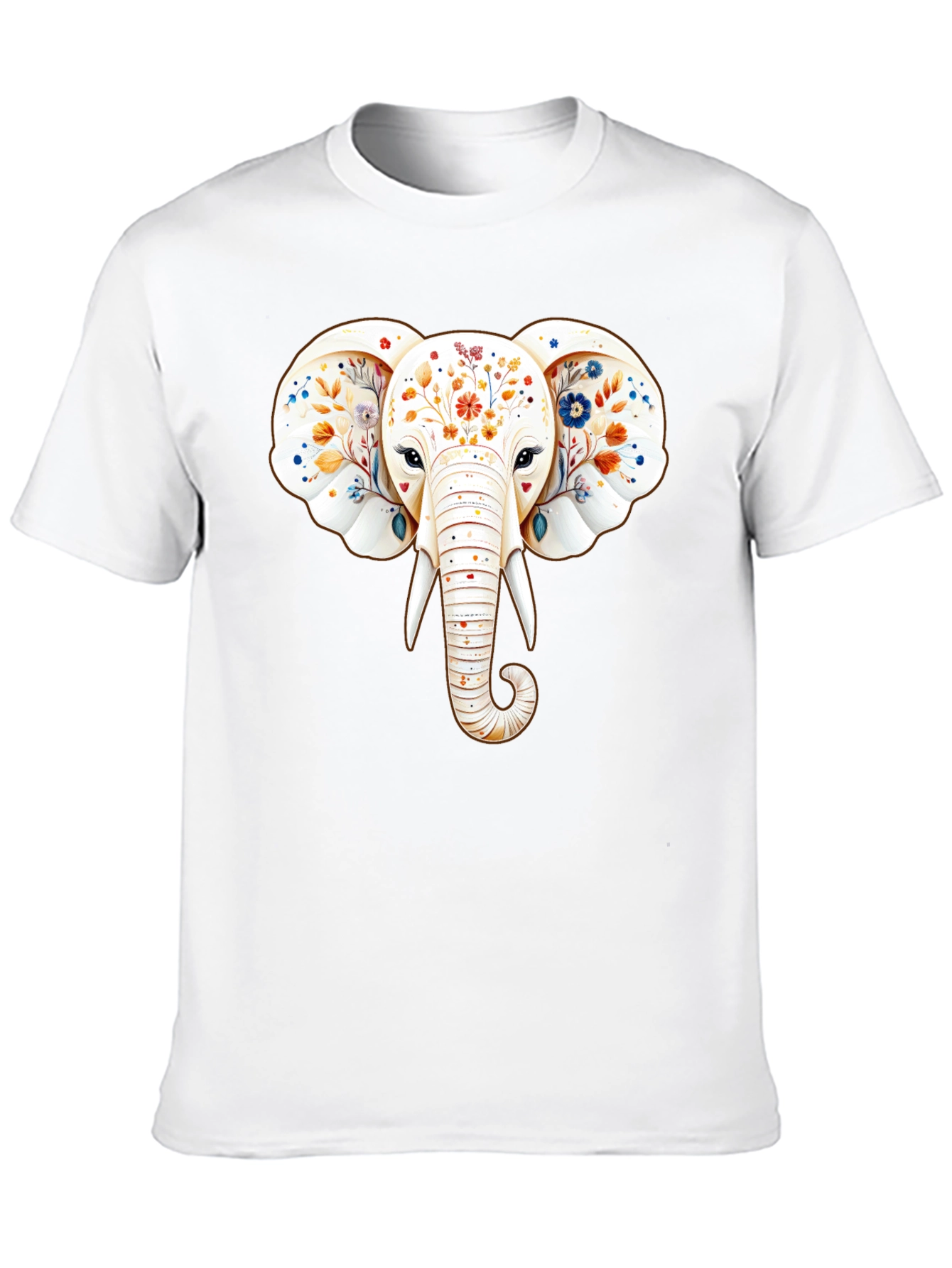 Floral Elephant Graphic Black T-Shirt