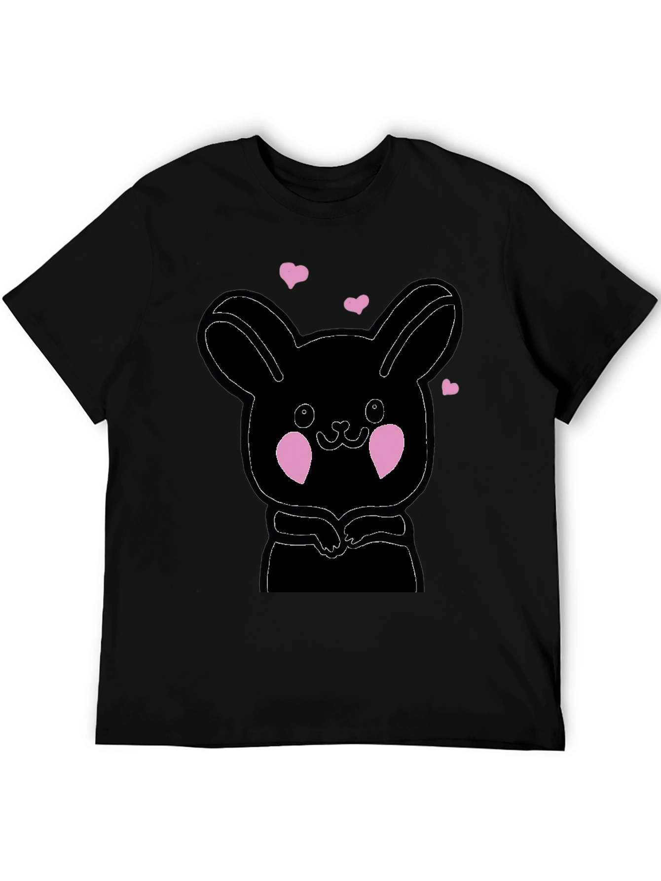 Cute Bunny Graphic Black T-Shirt