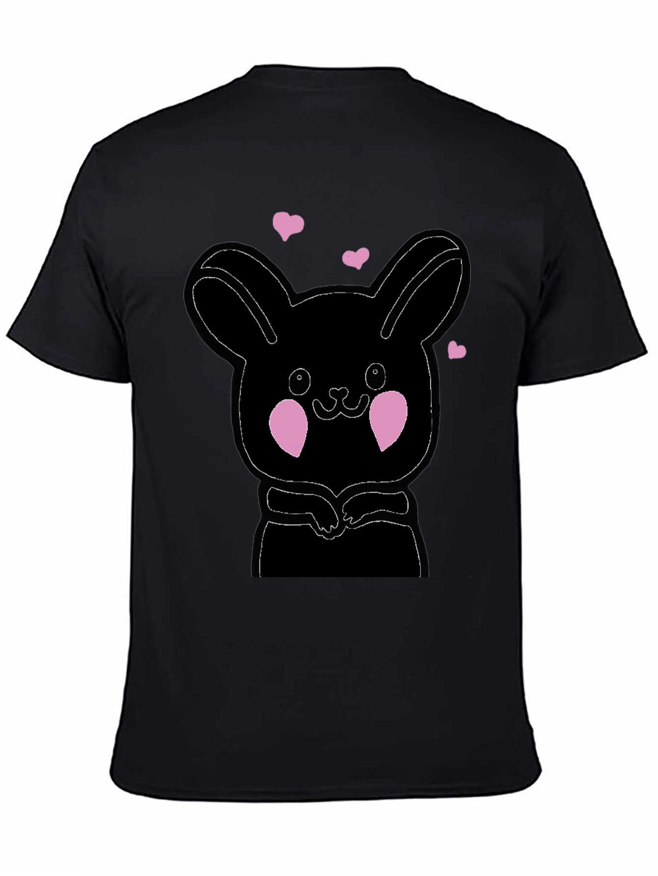 Cute Bunny Graphic Black T-Shirt