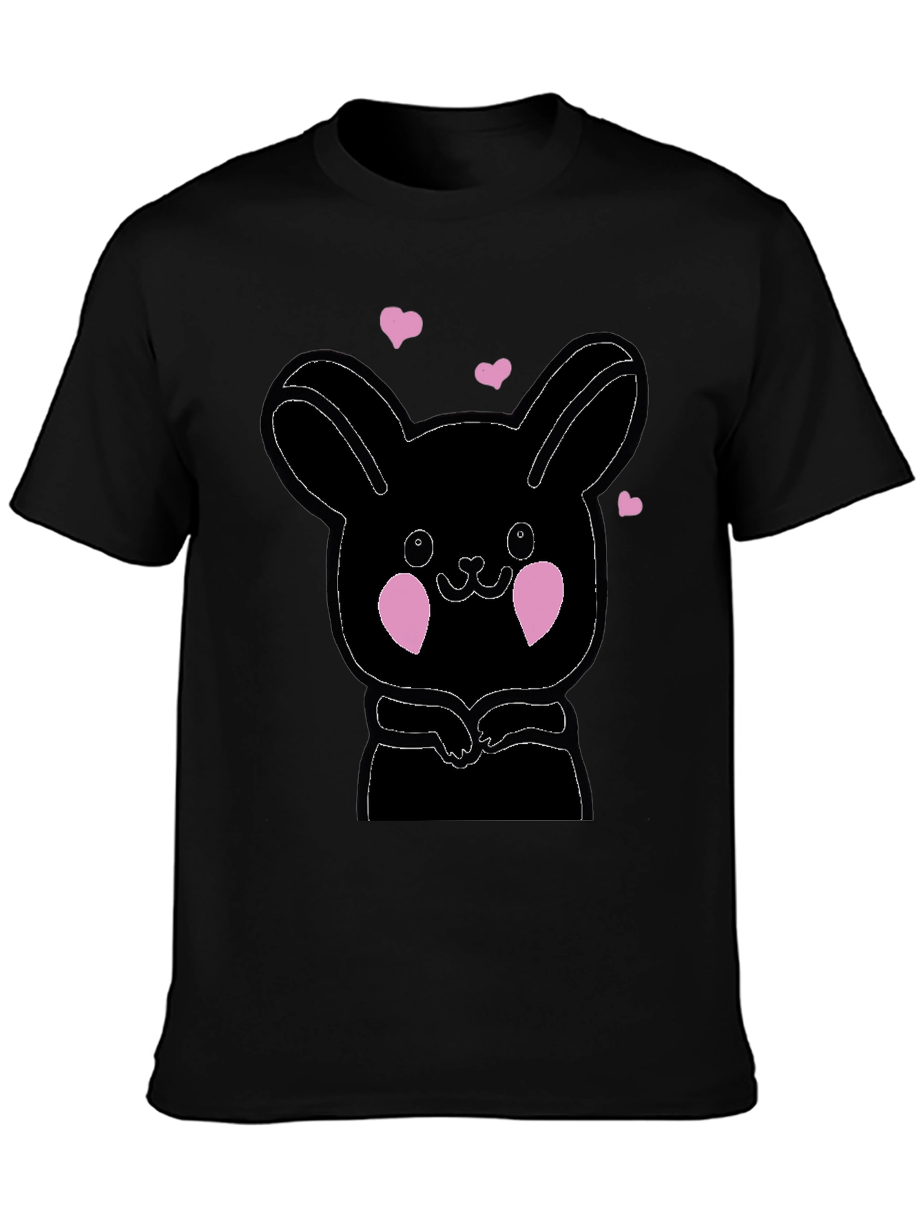 Cute Bunny Graphic Black T-Shirt
