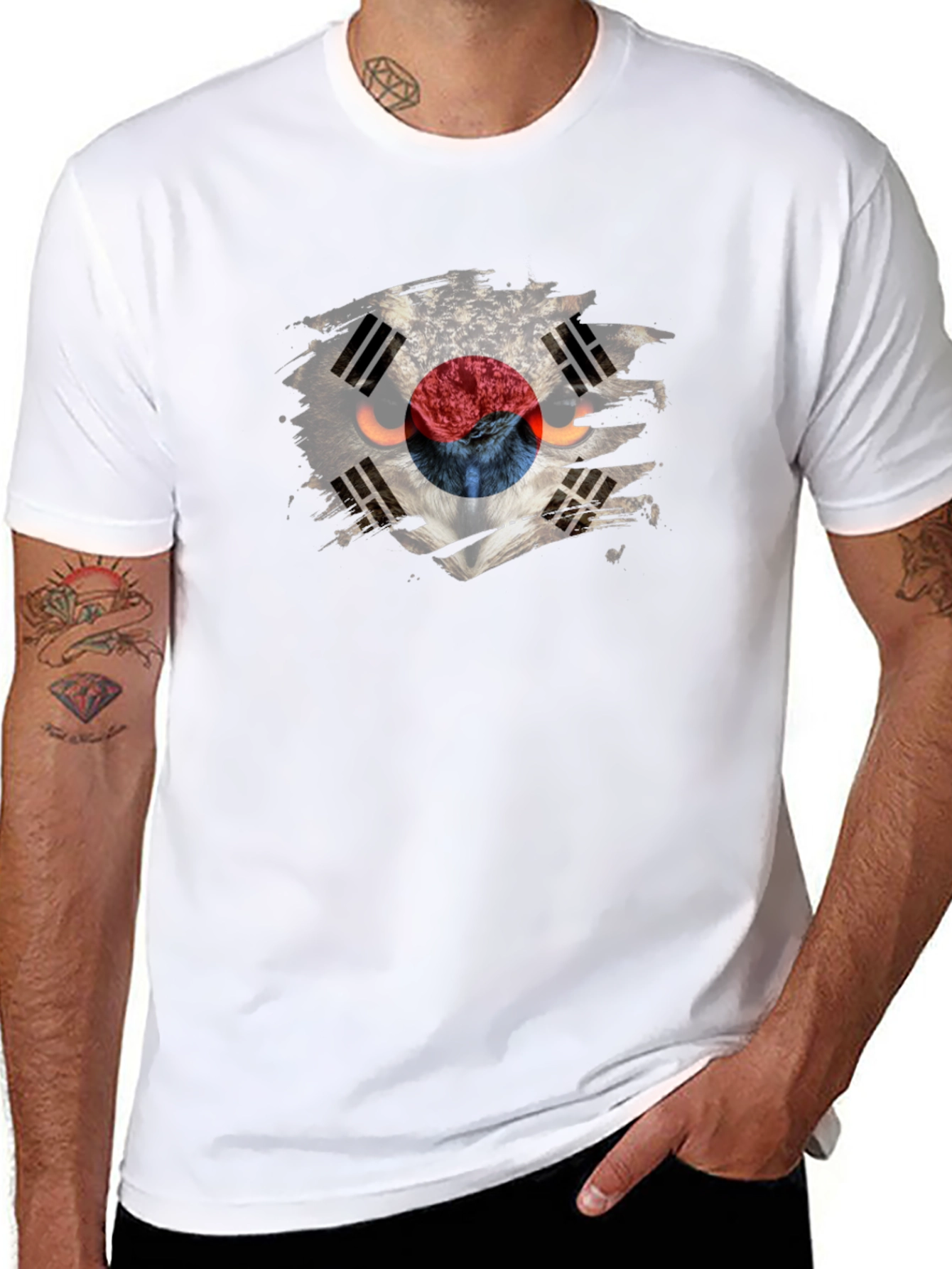 South Korea Flag Owl Graphic T-Shirt