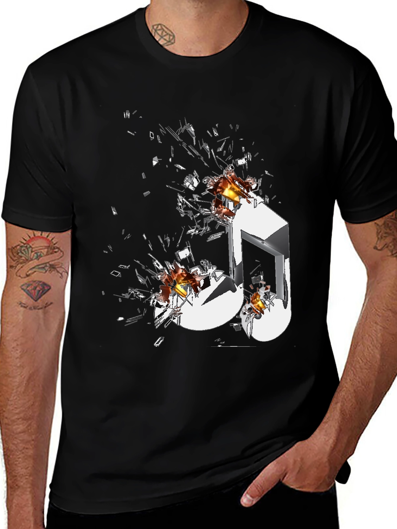 Shattered Music Note Graphic T-Shirt