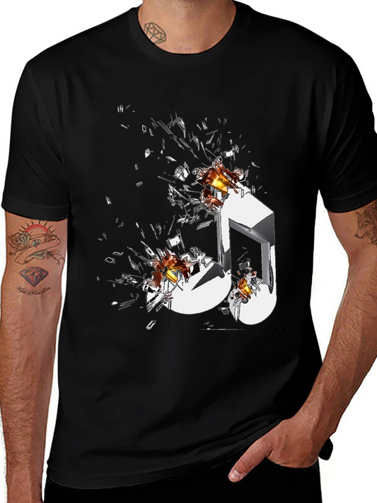 Shattered Music Note Graphic T-Shirt