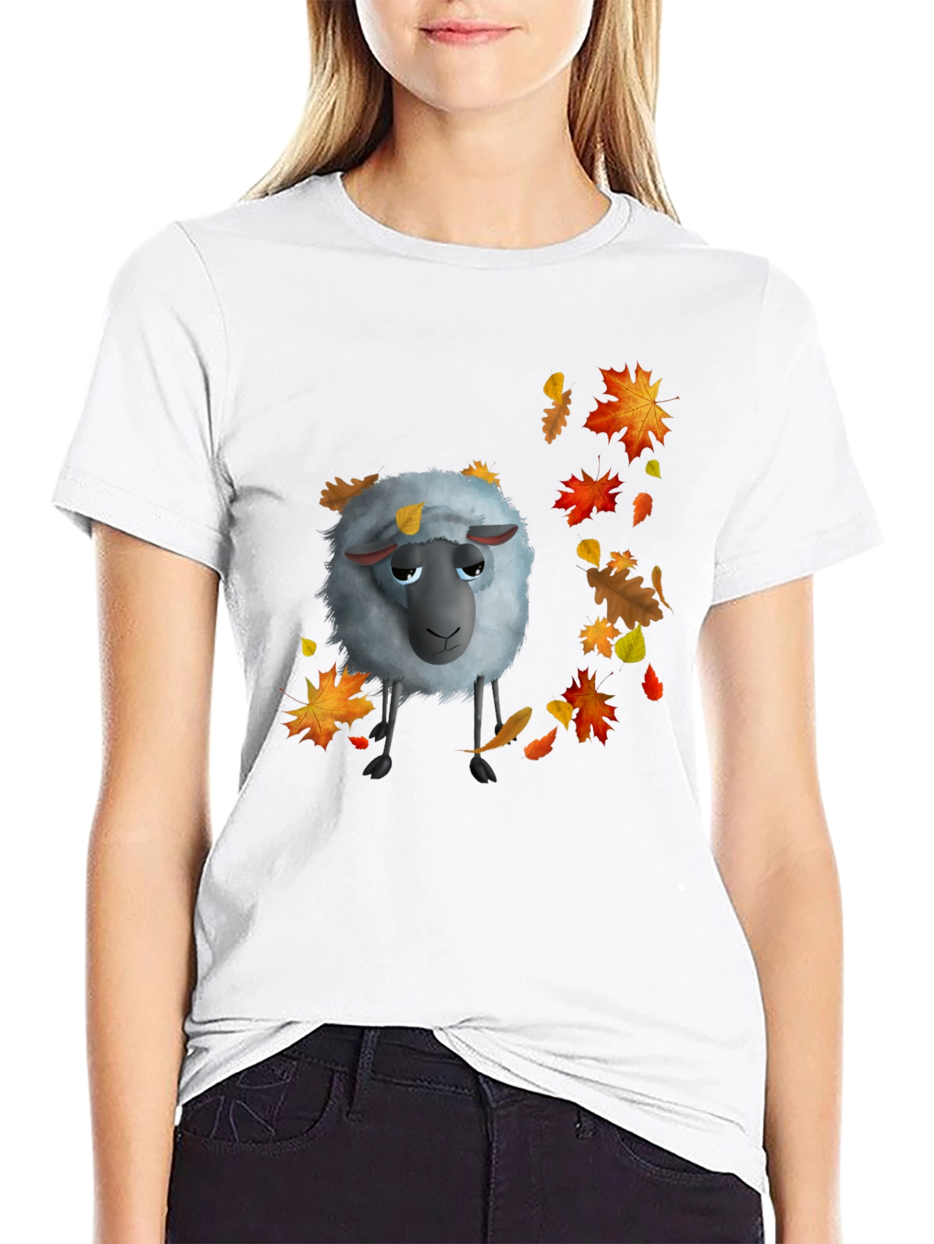 Autumn Sheep Graphic Tee - Black