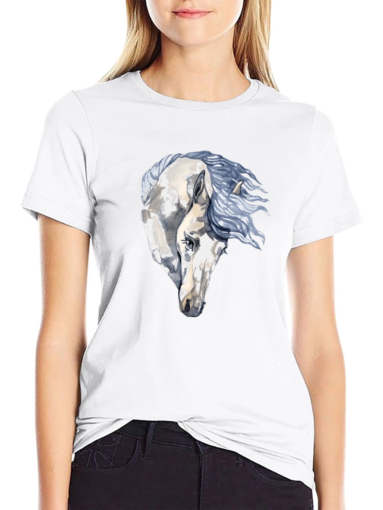 Horse Graphic Print Black T-Shirt
