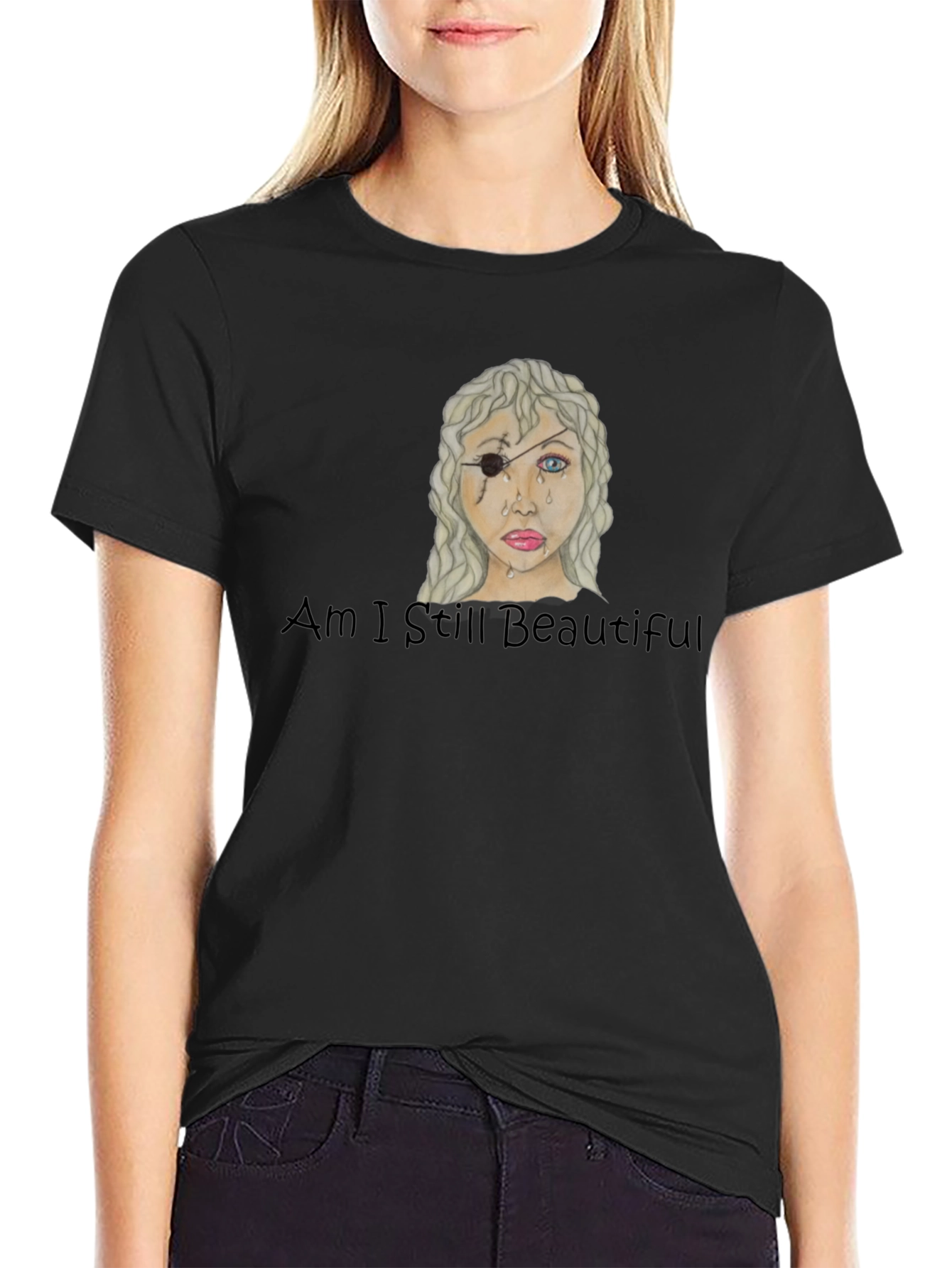 Distressed Beauty Graphic Tee - Am I Still Beautiful?
