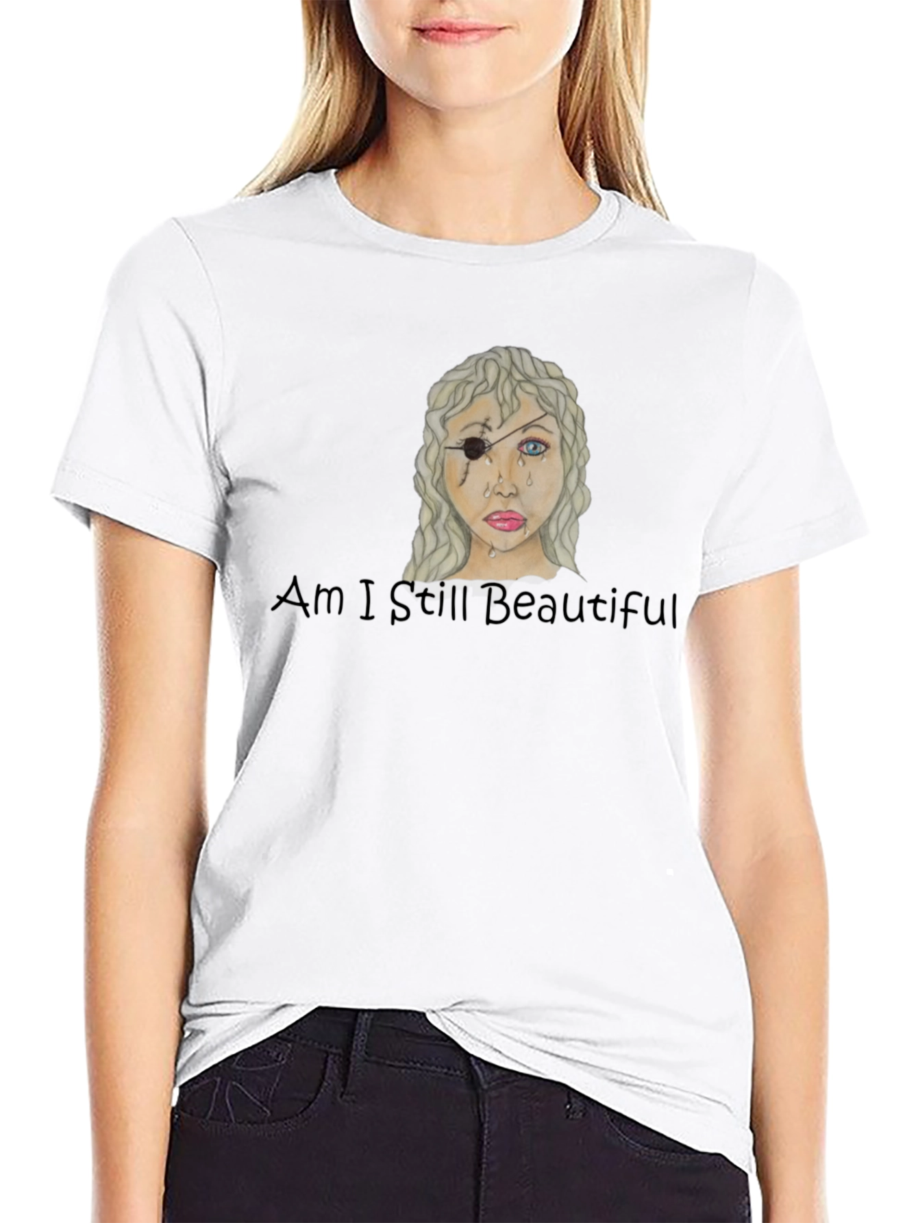 Distressed Beauty Graphic Tee - Am I Still Beautiful?