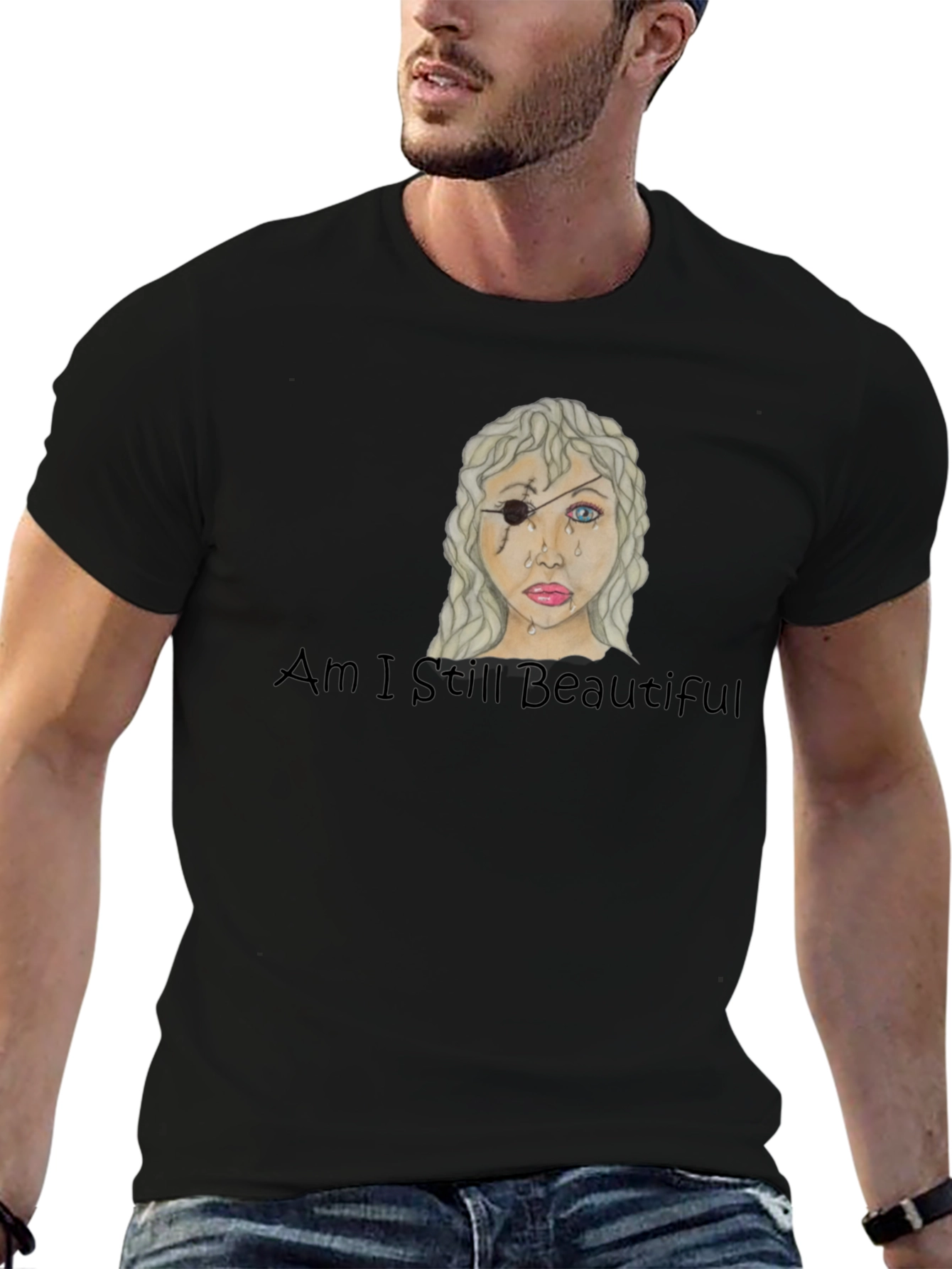 Distressed Beauty Graphic Tee - Am I Still Beautiful?