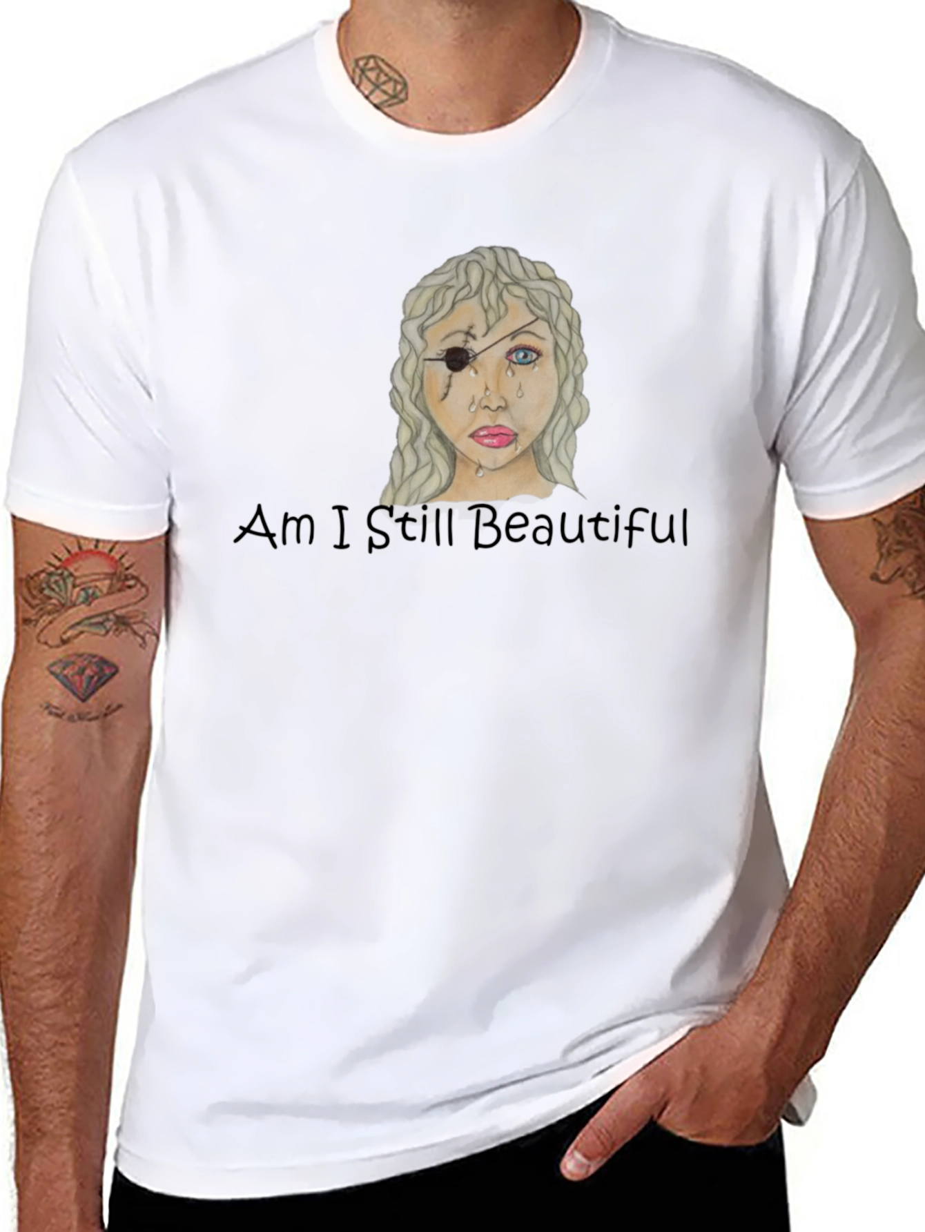 Distressed Beauty Graphic Tee - Am I Still Beautiful?
