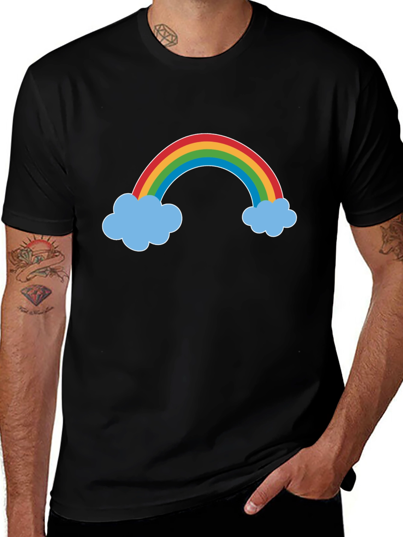 Rainbow Cloud Graphic Tee - Black