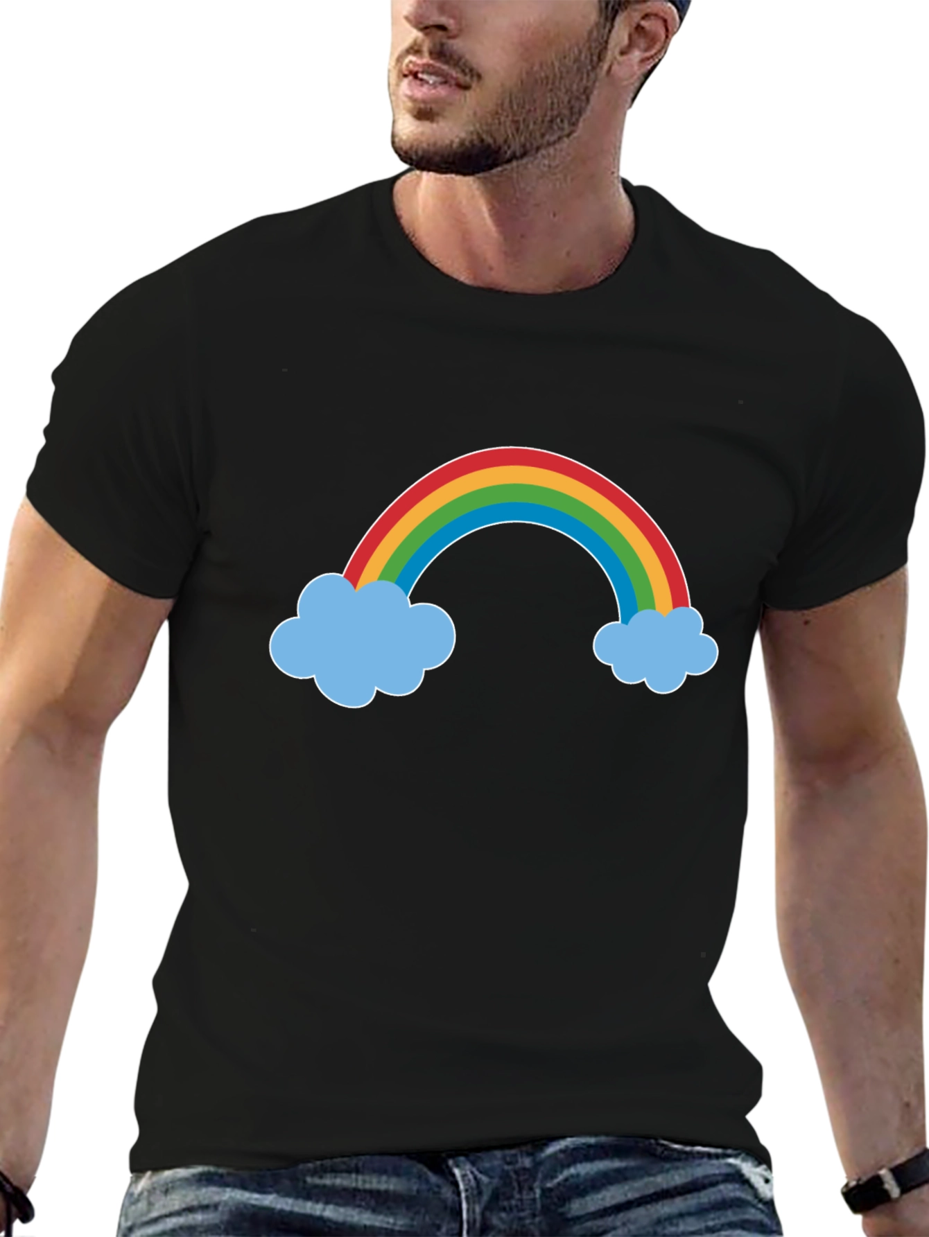 Rainbow Cloud Graphic Tee - Black