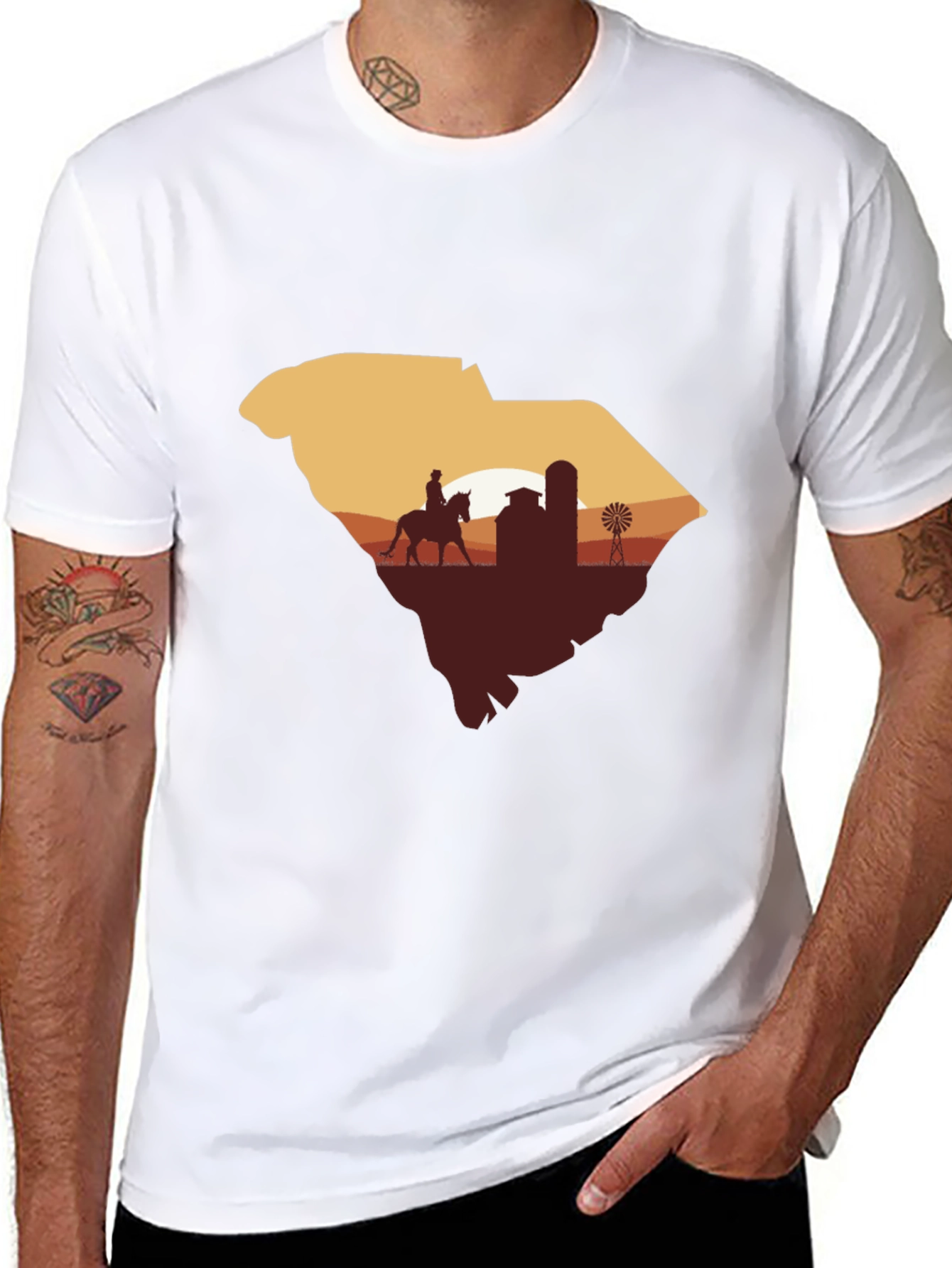 South Carolina Farm Silhouette Graphic Tee