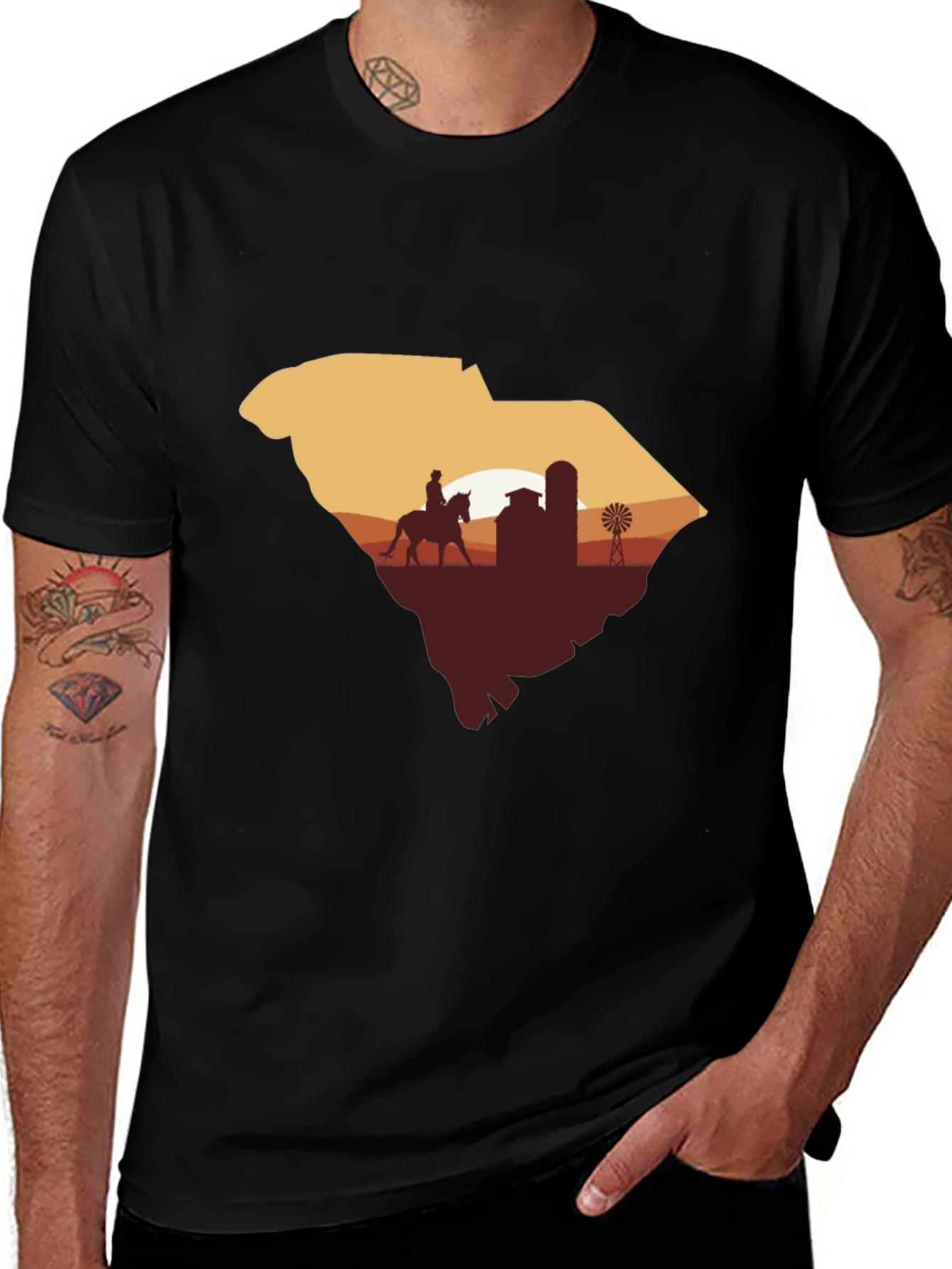 South Carolina Farm Silhouette Graphic Tee