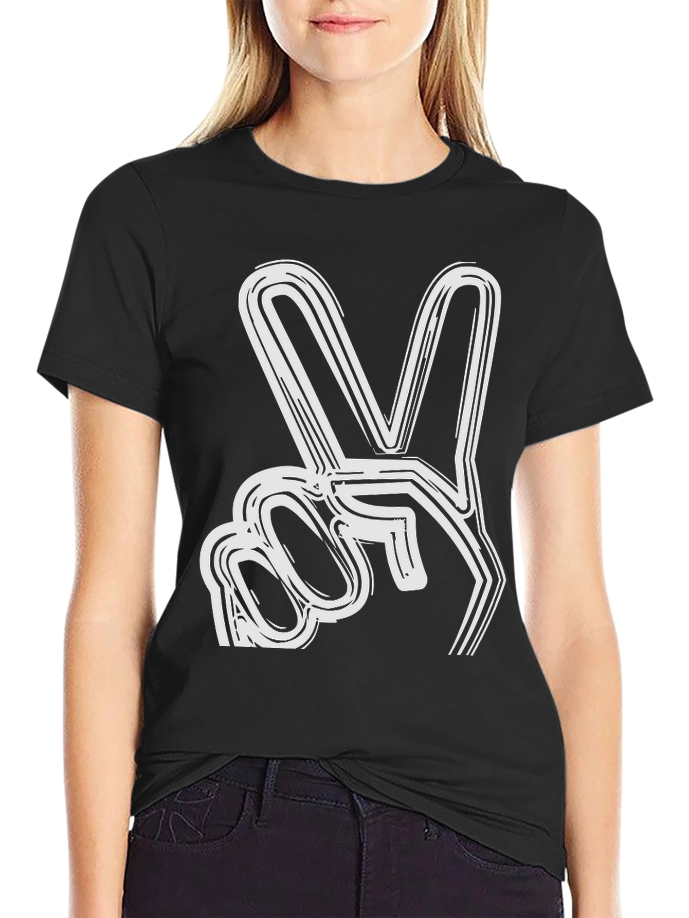 Peace Sign Graphic T-Shirt - Black