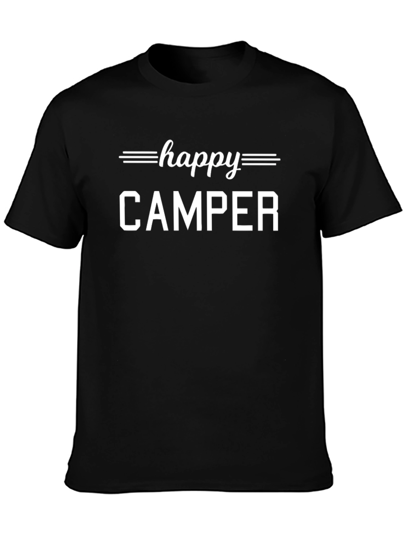 Happy Camper Graphic Tee - Black Casual T-Shirt
