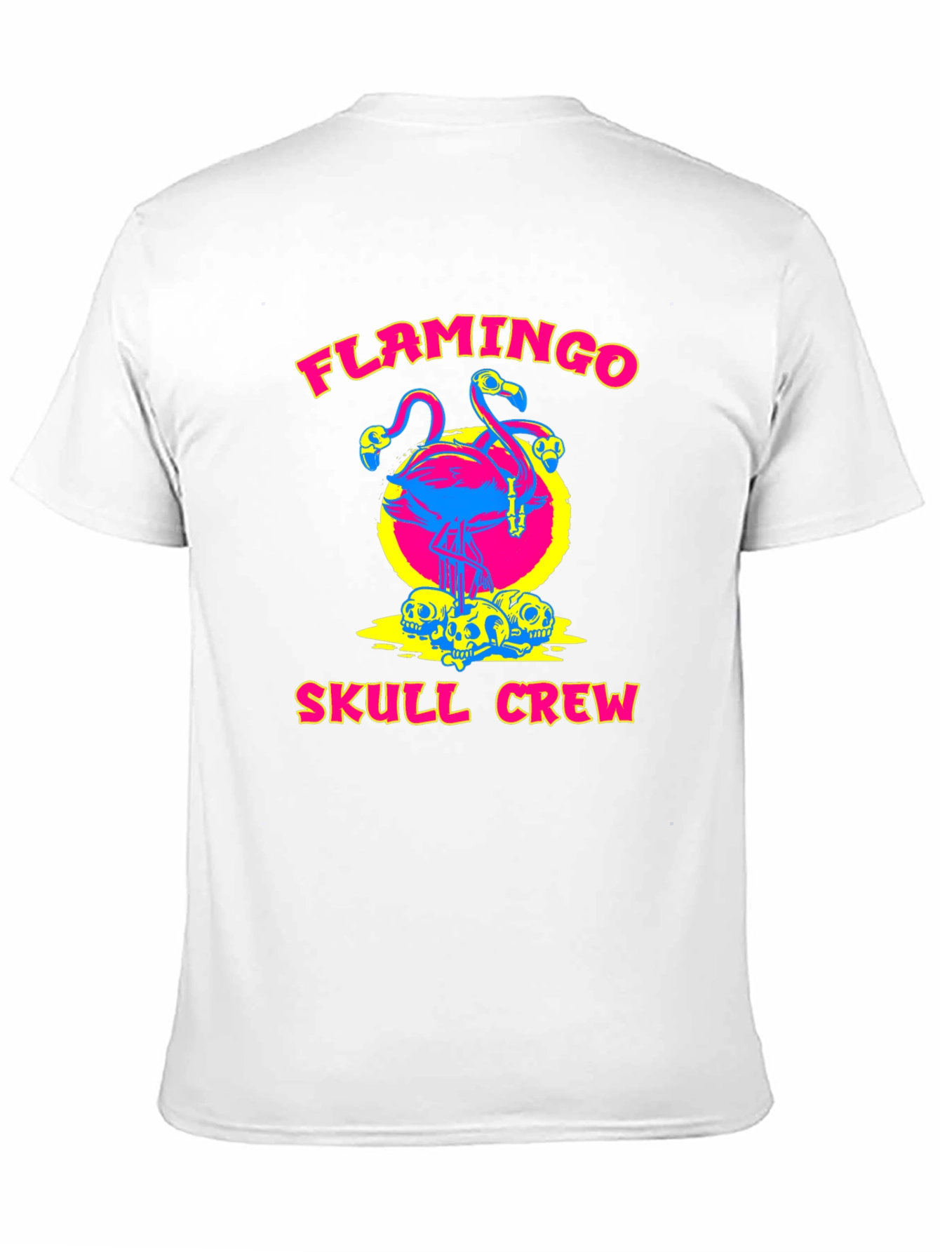 Flamingo Skull Crew Black Graphic Tee