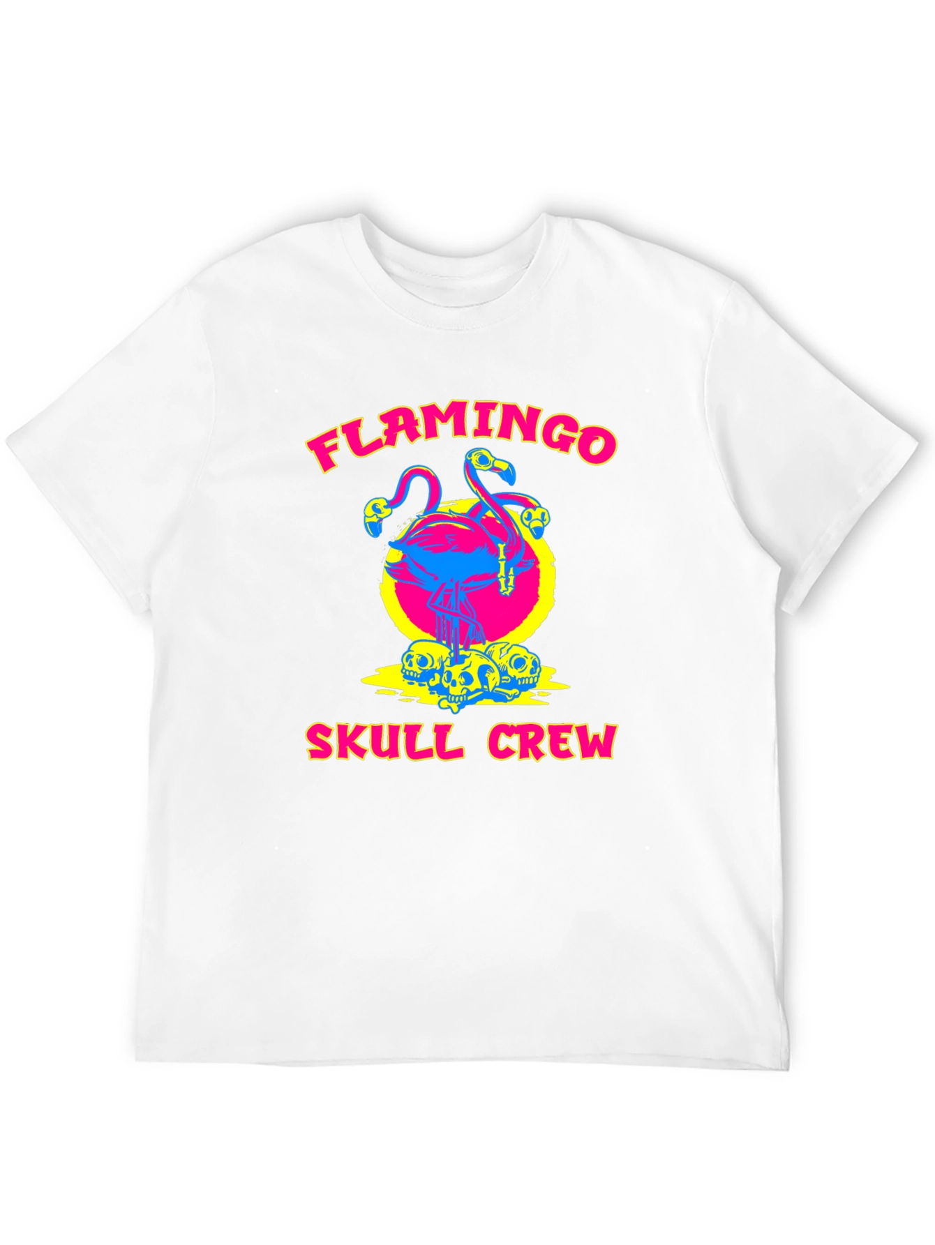 Flamingo Skull Crew Black Graphic Tee
