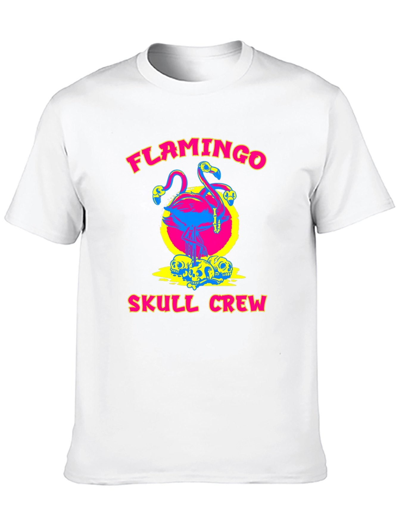 Flamingo Skull Crew Black Graphic Tee