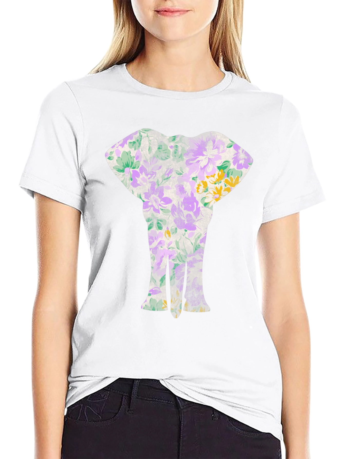 Floral Elephant Graphic T-Shirt