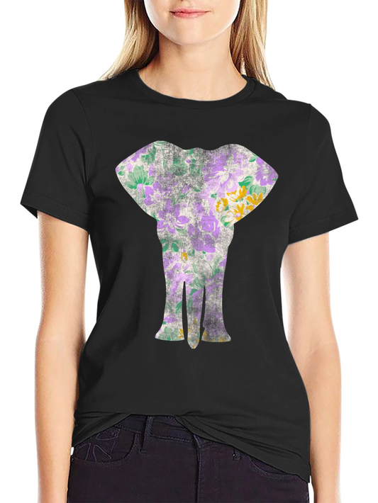Floral Elephant Graphic T-Shirt