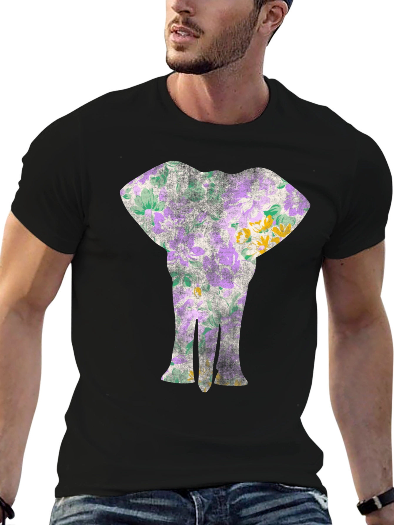 Floral Elephant Graphic T-Shirt