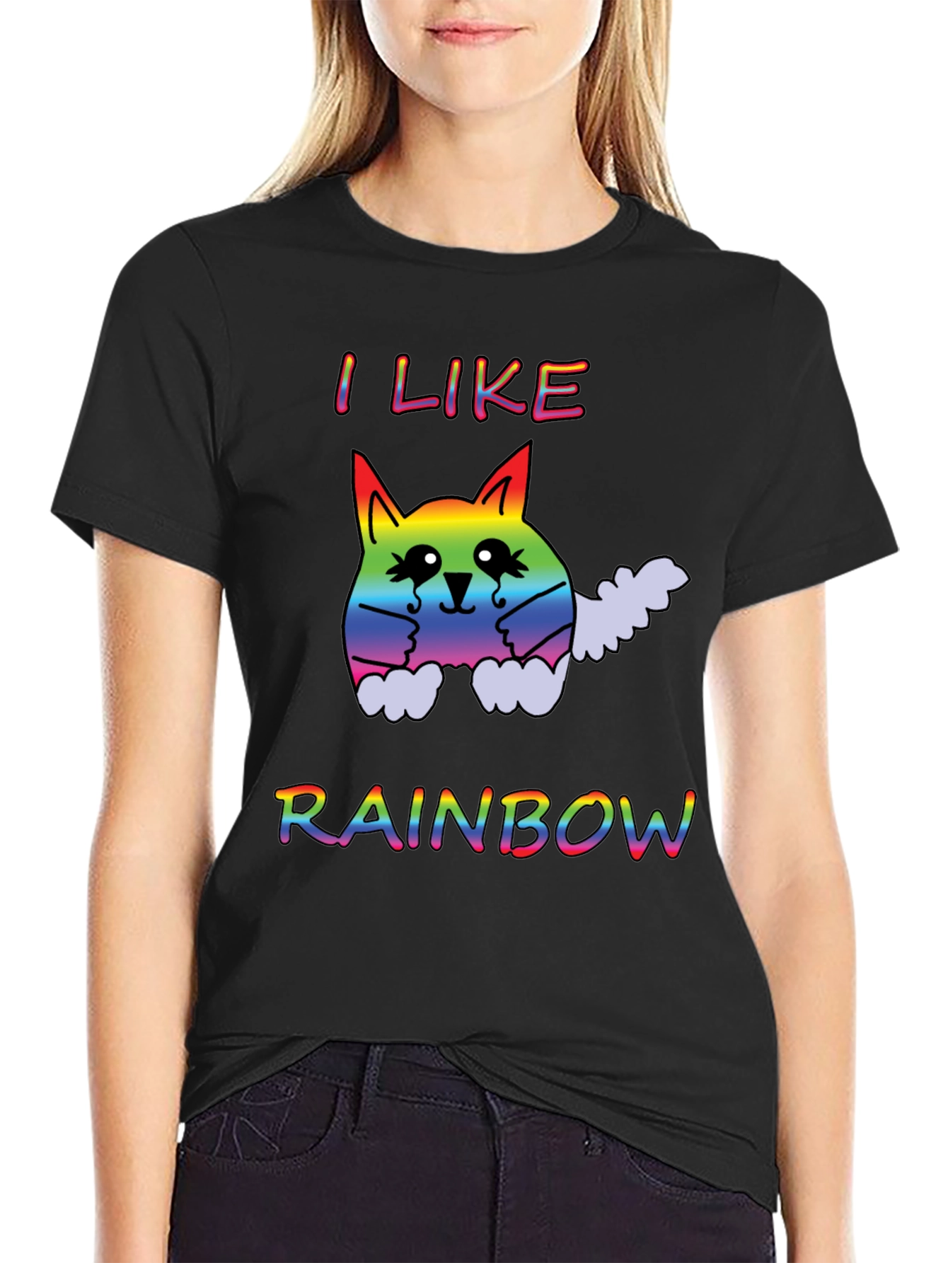 Rainbow Cat T-Shirt - I Like Rainbows