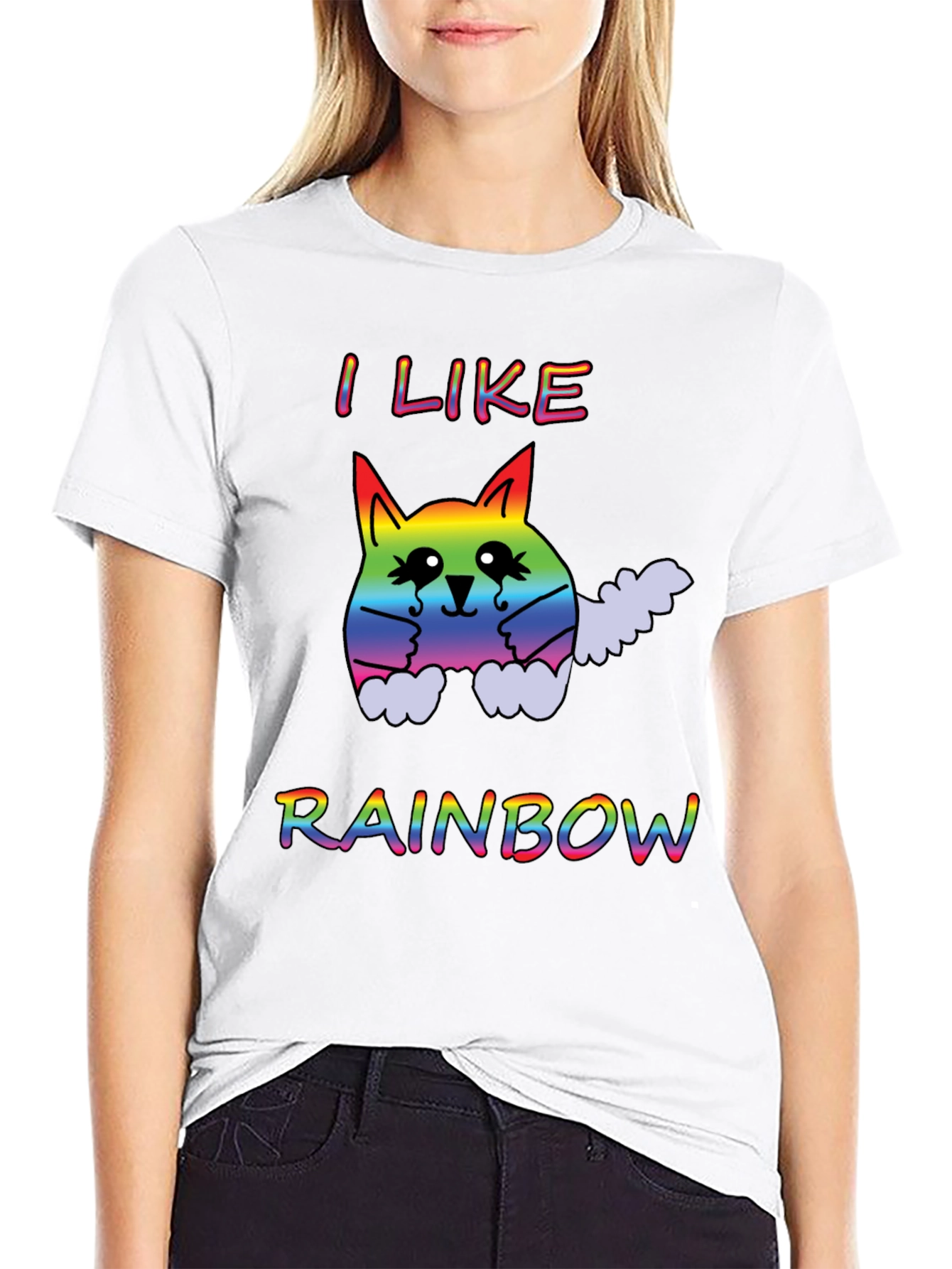 Rainbow Cat T-Shirt - I Like Rainbows