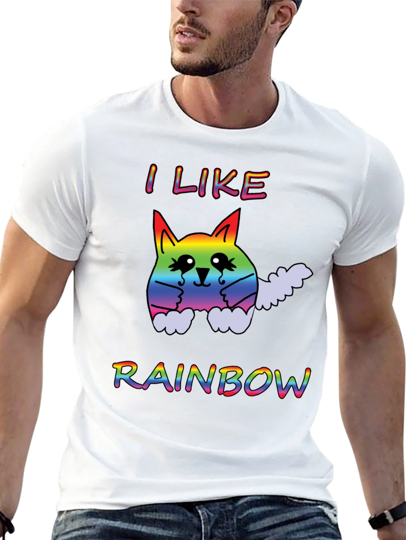 Rainbow Cat T-Shirt - I Like Rainbows