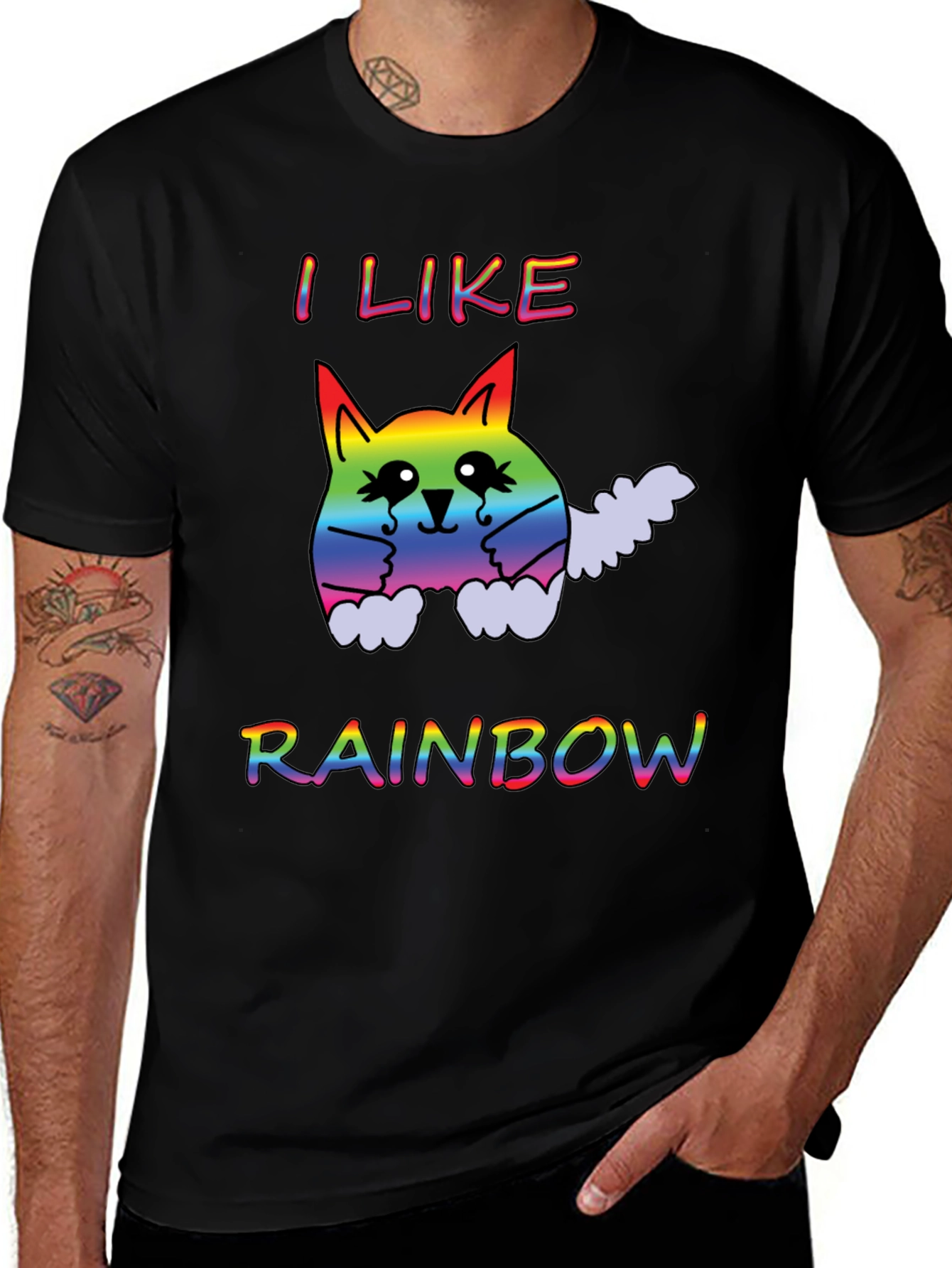 Rainbow Cat T-Shirt - I Like Rainbows