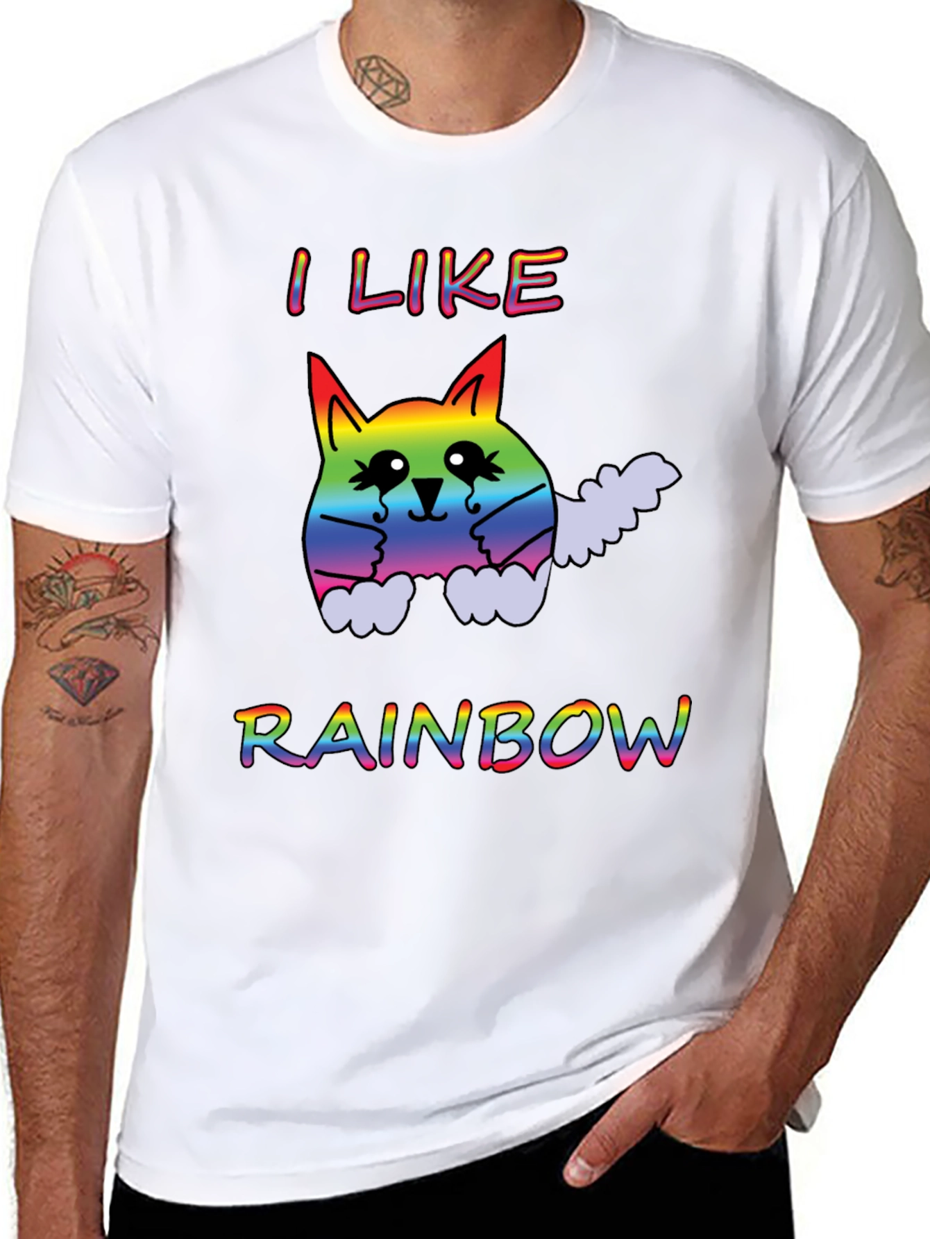 Rainbow Cat T-Shirt - I Like Rainbows
