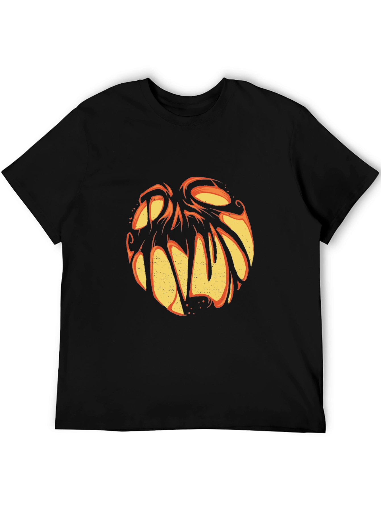 Halloween Pumpkin Face Graphic Tee - Black
