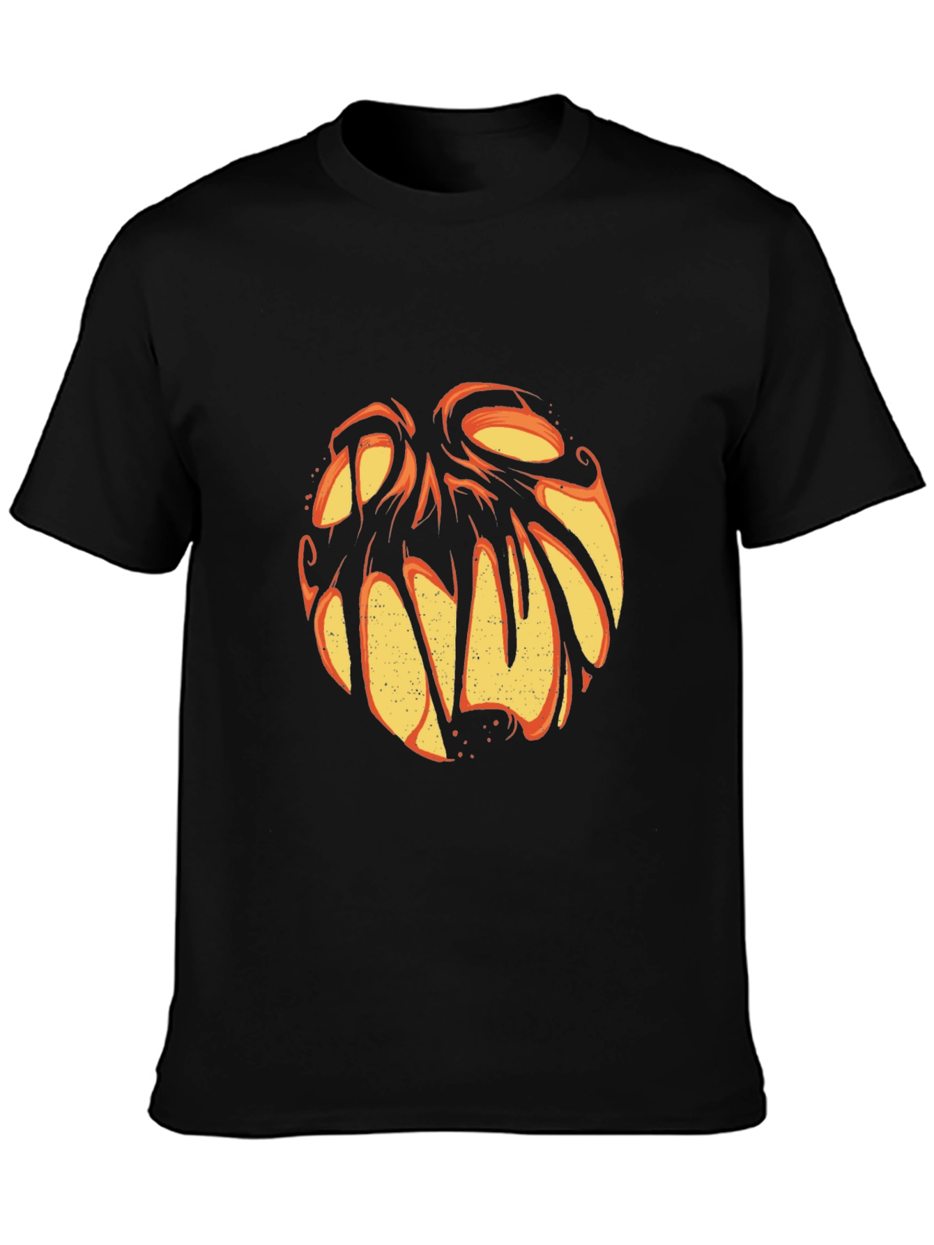 Halloween Pumpkin Face Graphic Tee - Black