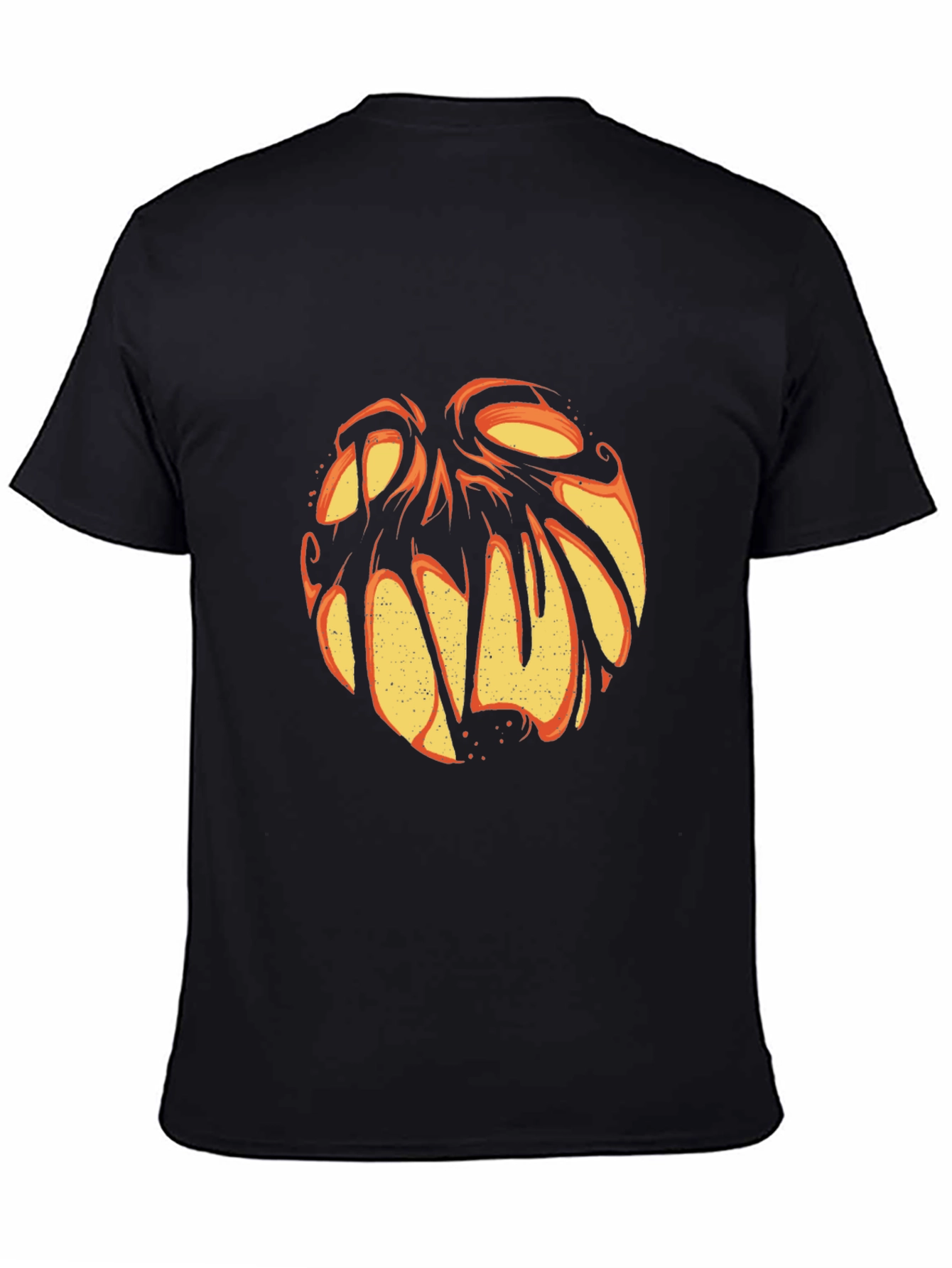 Halloween Pumpkin Face Graphic Tee - Black