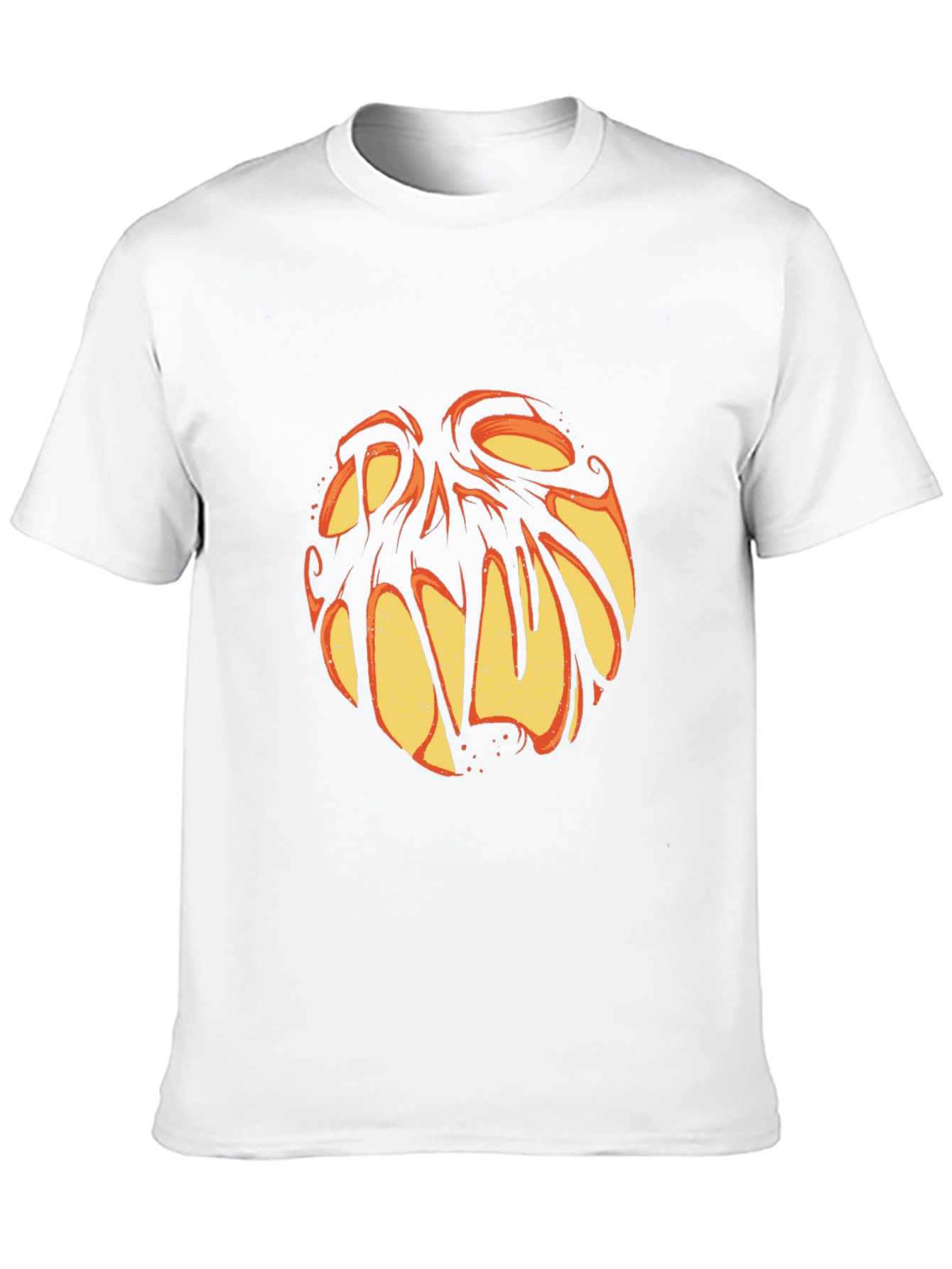 Halloween Pumpkin Face Graphic Tee - Black