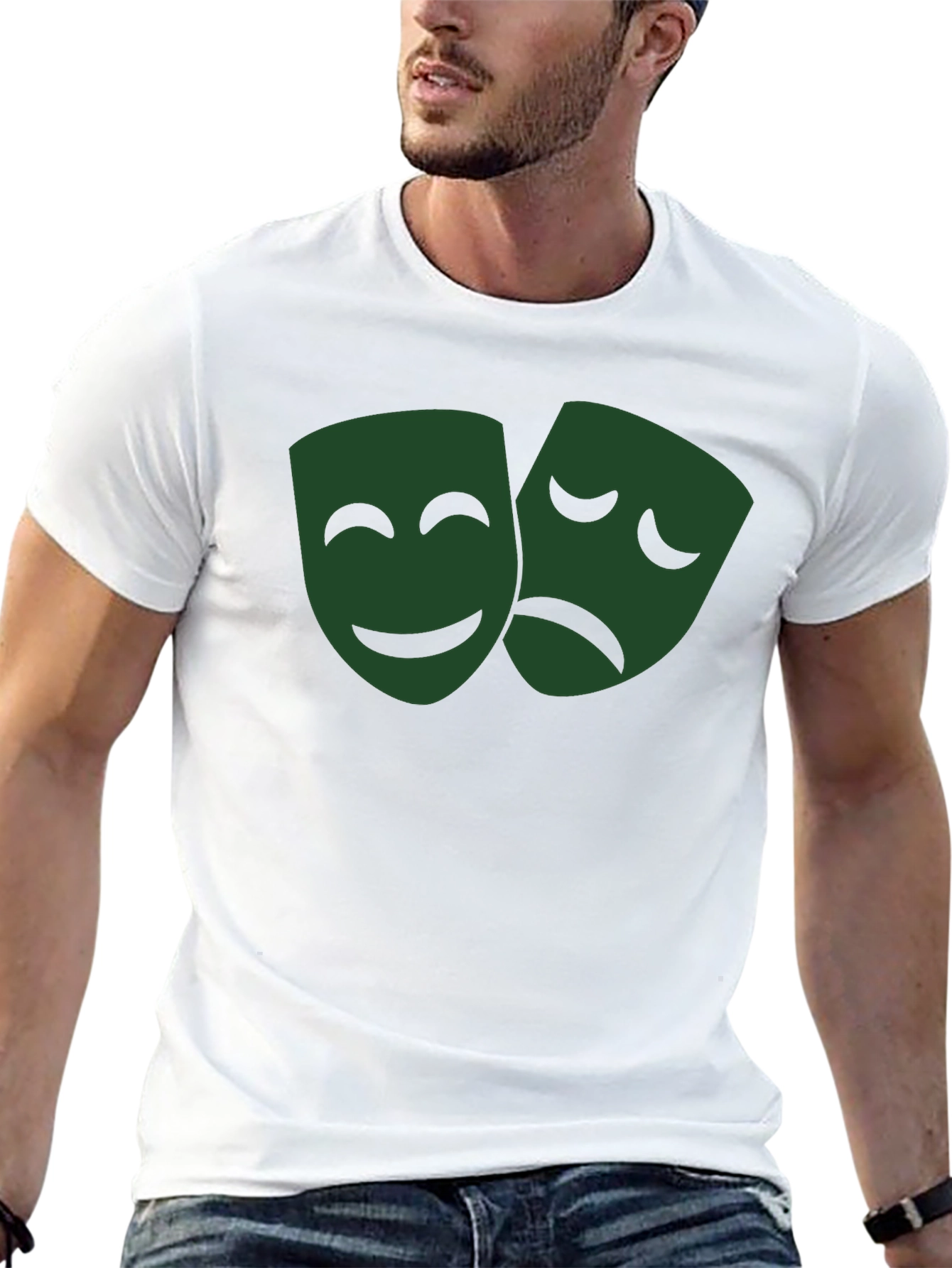 Drama Mask Graphic Tee - Black Cotton Blend