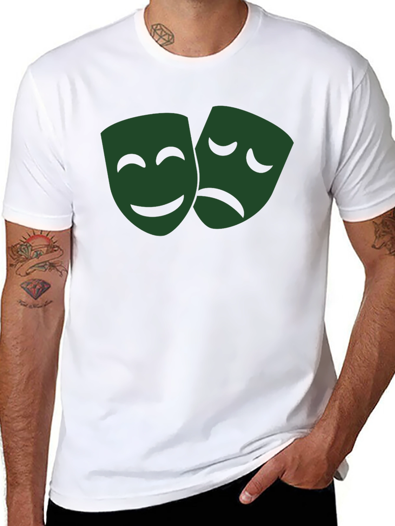 Drama Mask Graphic Tee - Black Cotton Blend