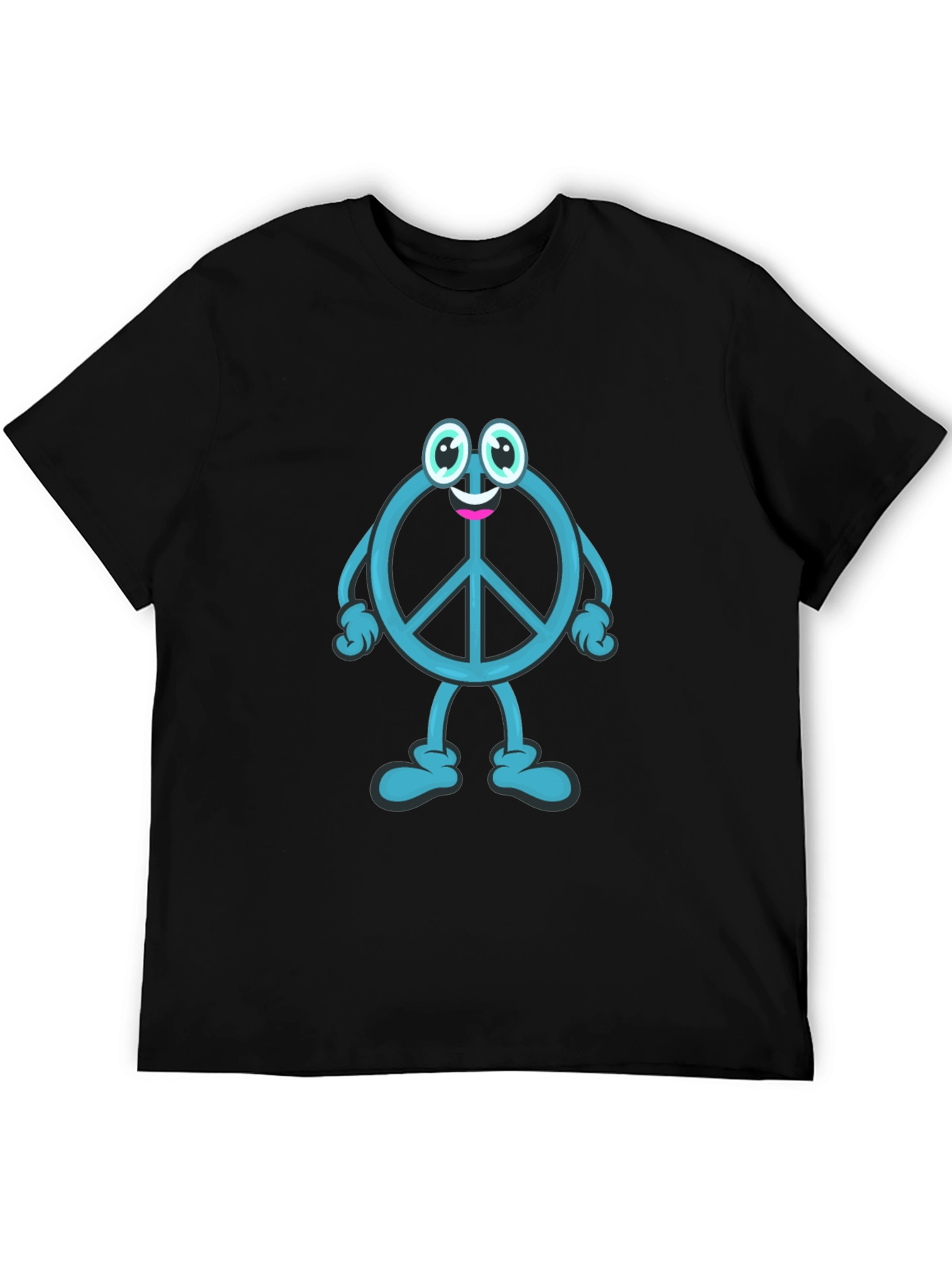 Peace Sign Cartoon Graphic T-Shirt - Black