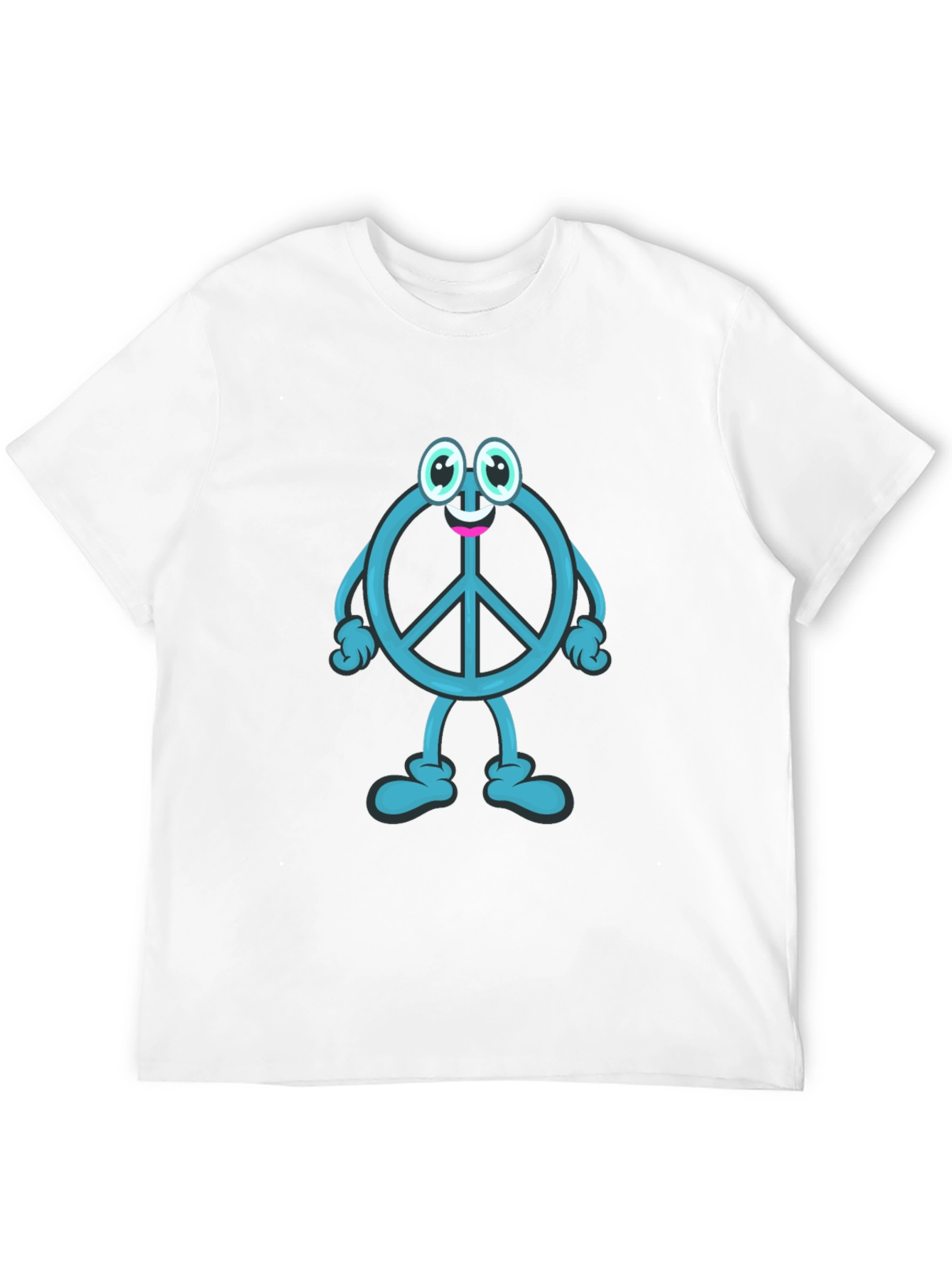 Peace Sign Cartoon Graphic T-Shirt - Black