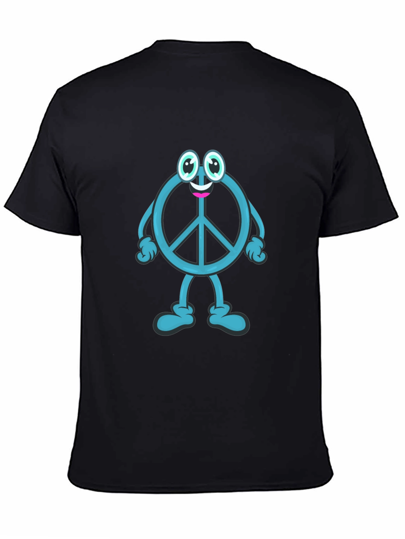 Peace Sign Cartoon Graphic T-Shirt - Black