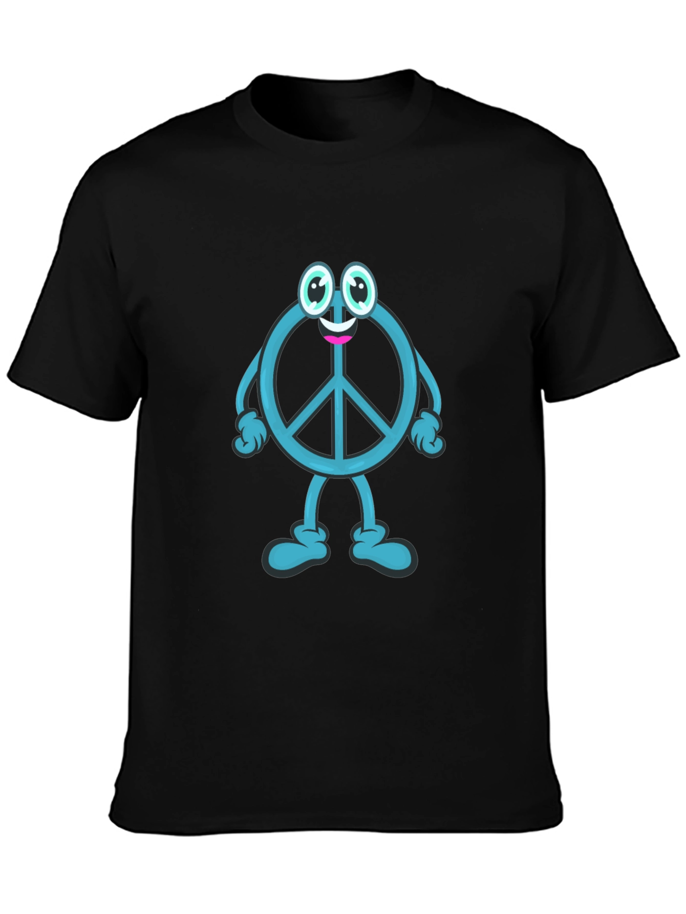 Peace Sign Cartoon Graphic T-Shirt - Black