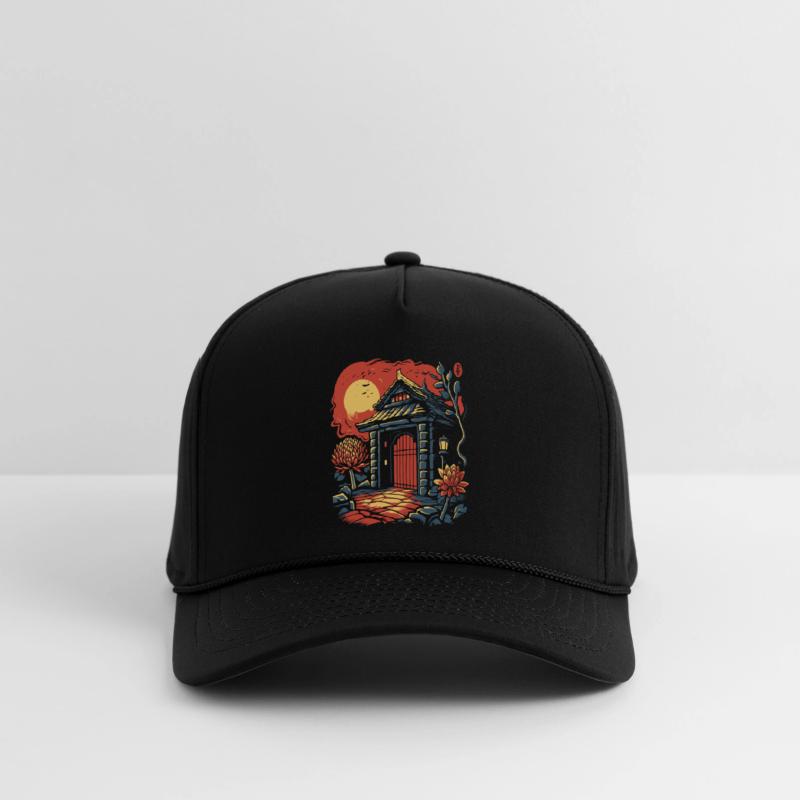 Asian Japanese Cartoon: Flowers Gate and Cabin