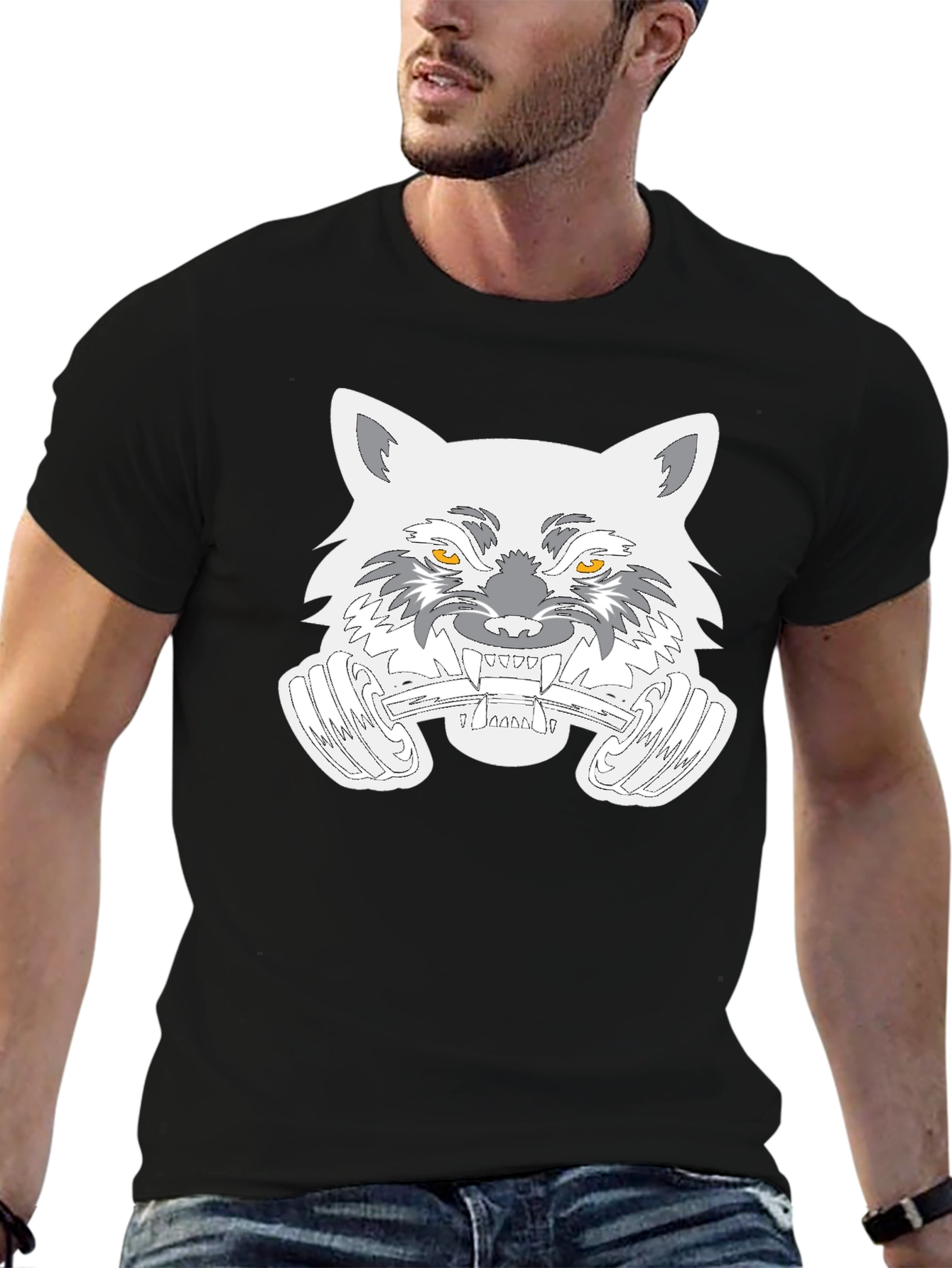 Raccoon Barbell Black T-Shirt - Gym Rat Animal Tee