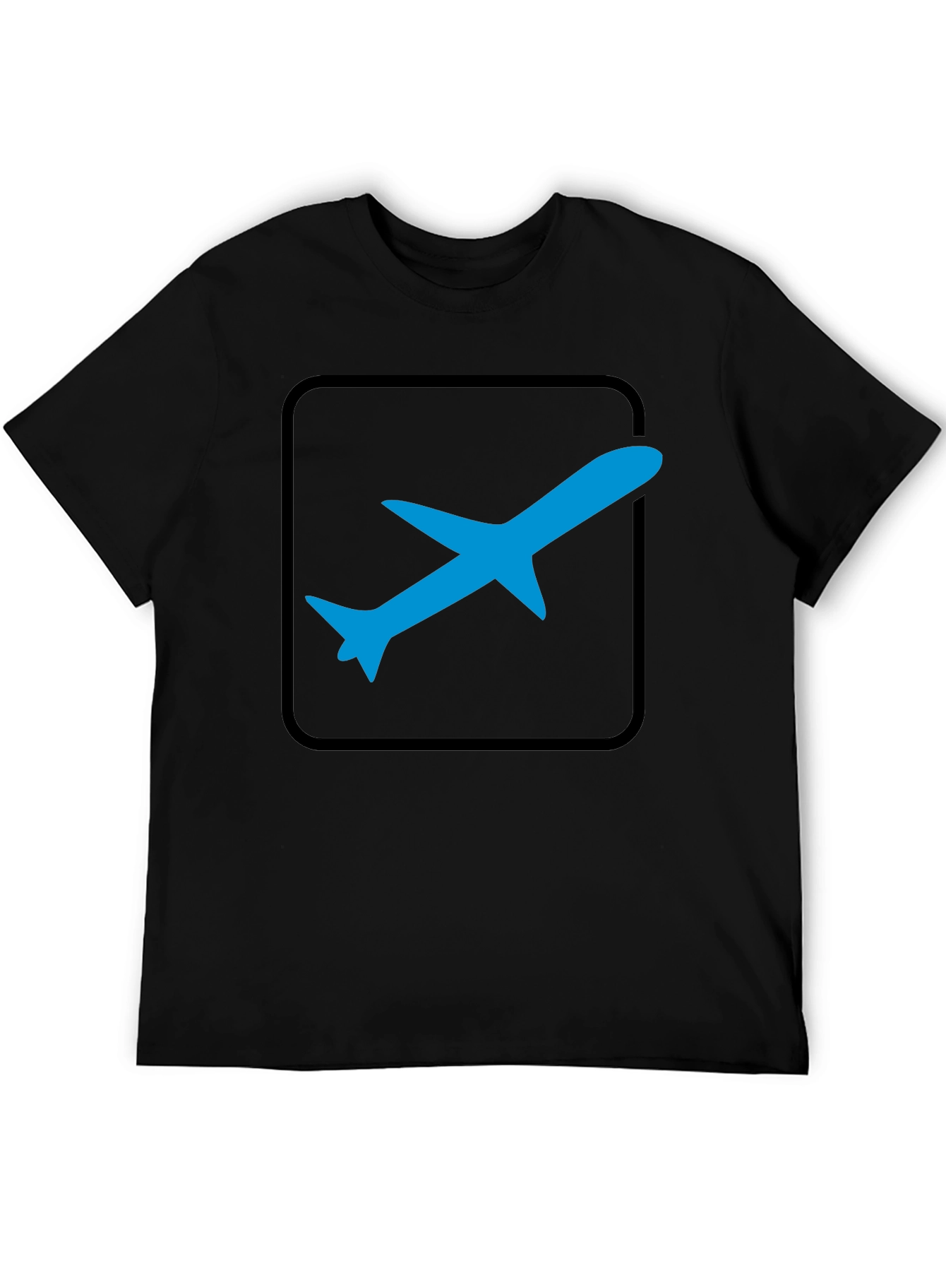 Airplane Graphic Tee - Black Cotton T-Shirt