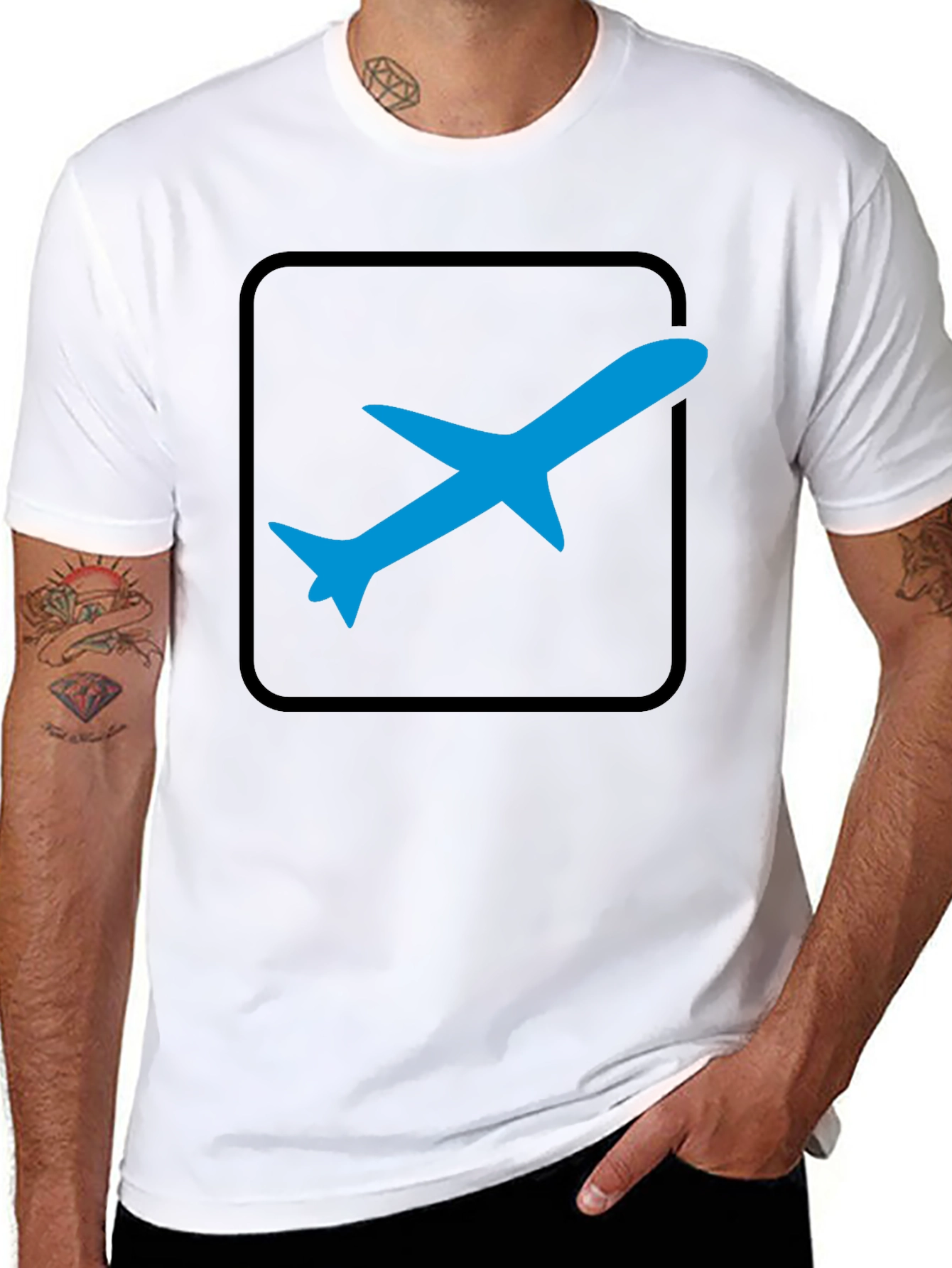 Airplane Graphic Tee - Black Cotton T-Shirt