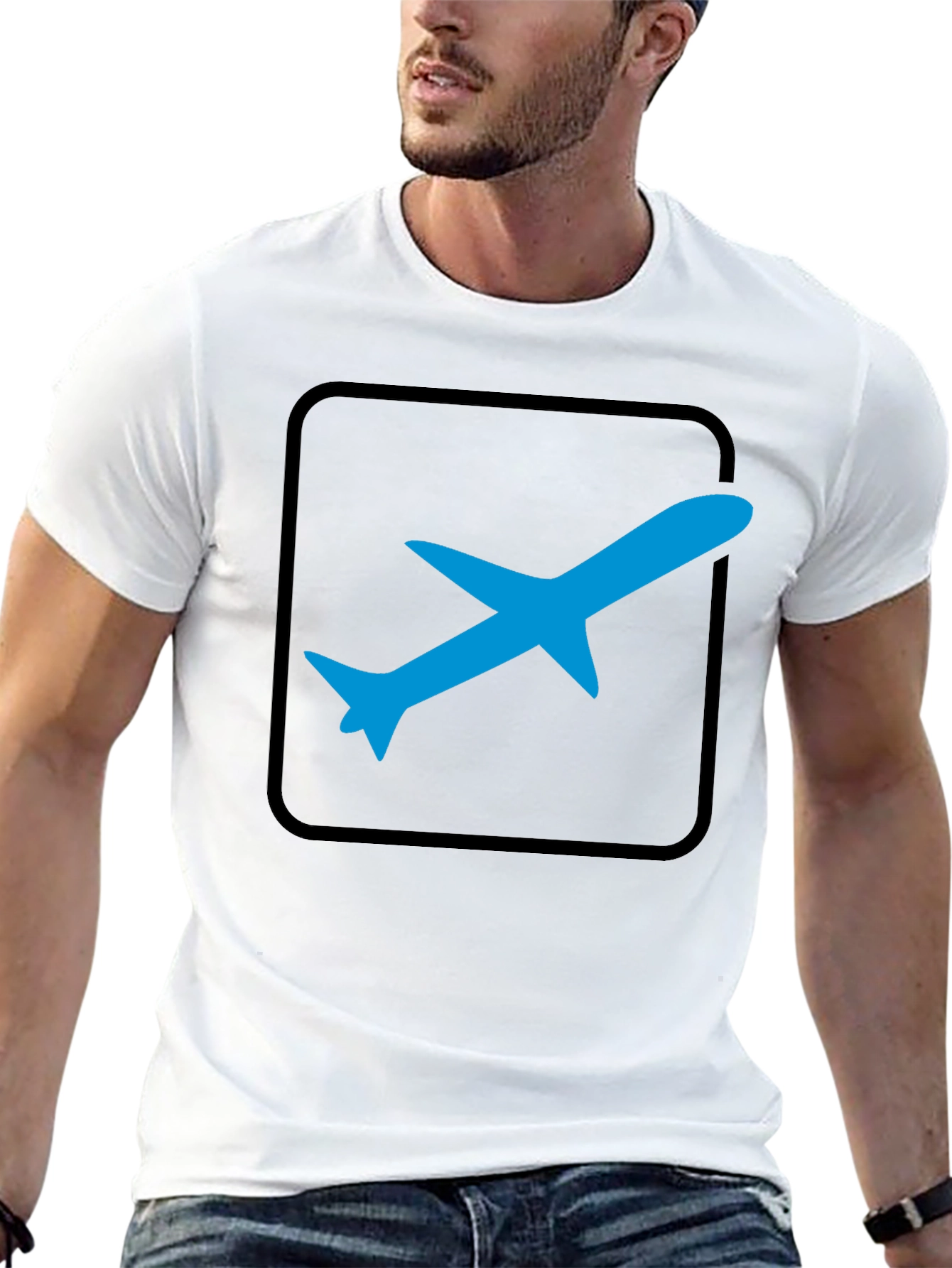 Airplane Graphic Tee - Black Cotton T-Shirt