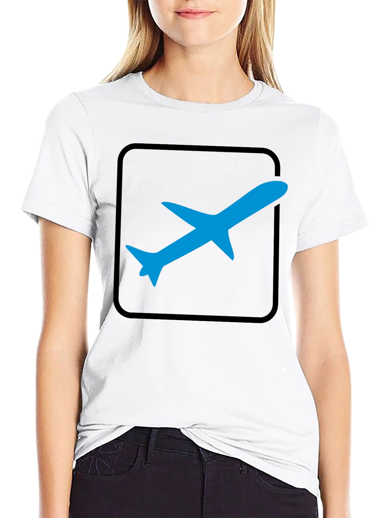 Airplane Graphic Tee - Black Cotton T-Shirt