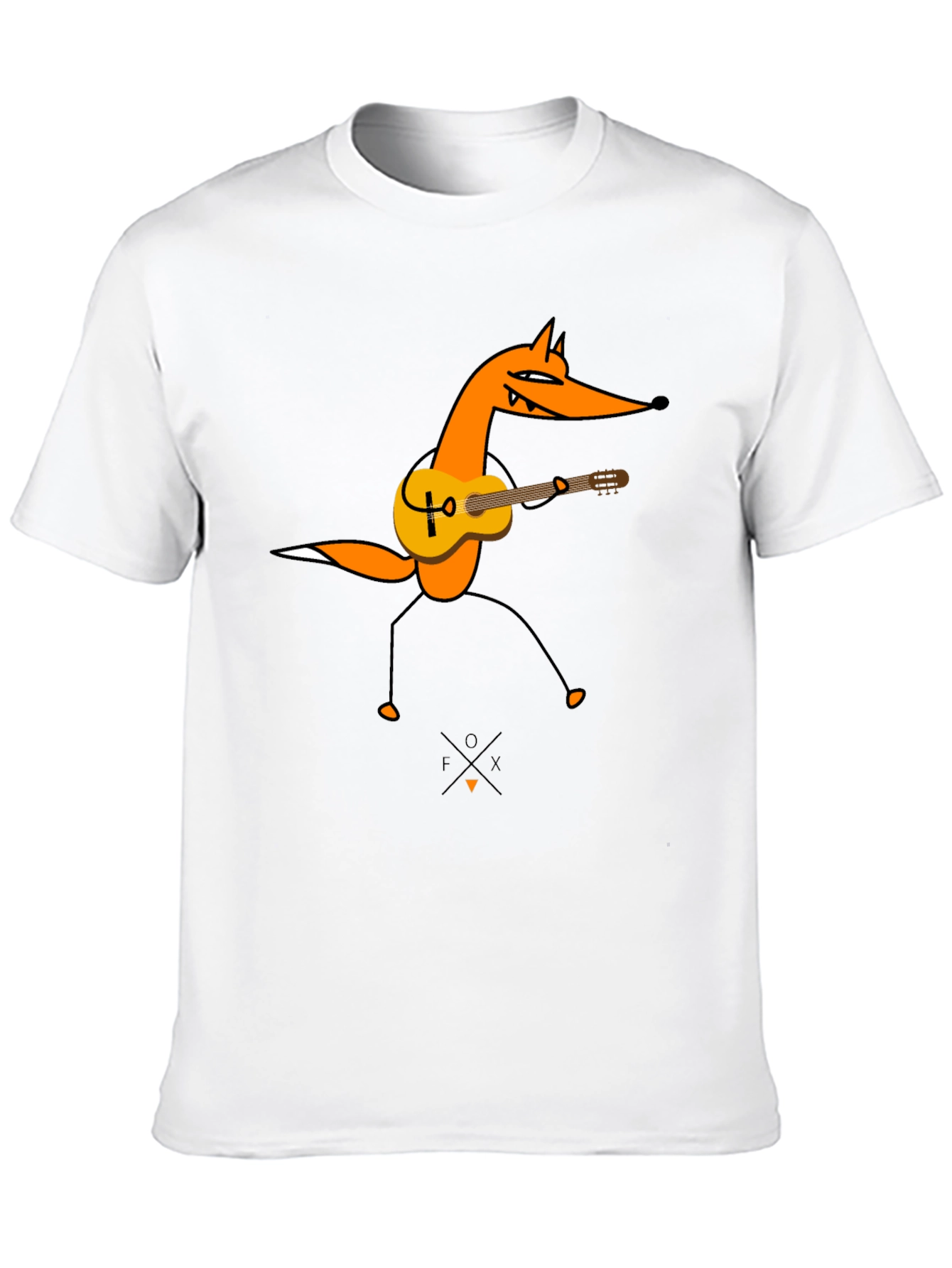 Guitar Fox Graphic Tee - Black Cotton T-Shirt