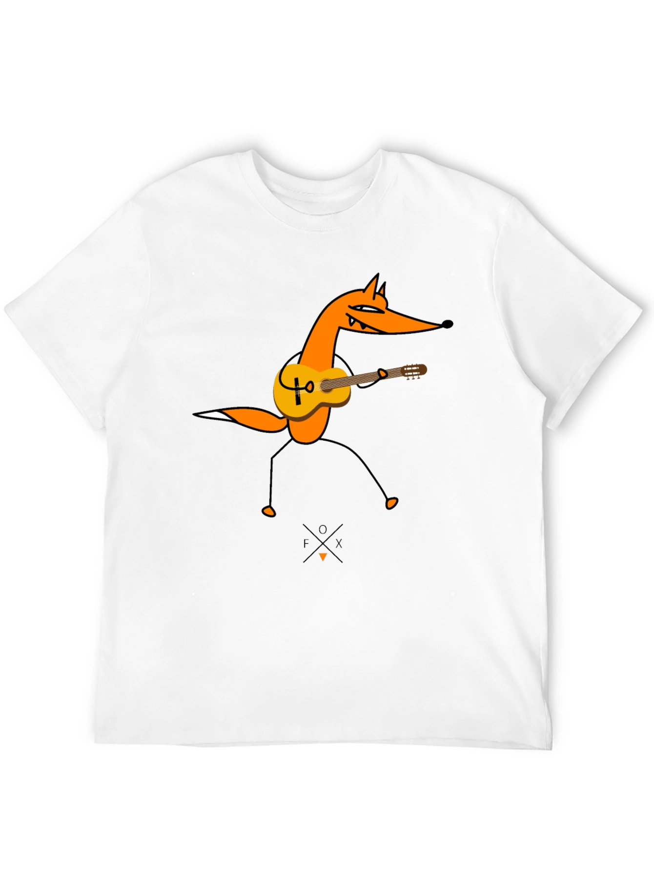 Guitar Fox Graphic Tee - Black Cotton T-Shirt