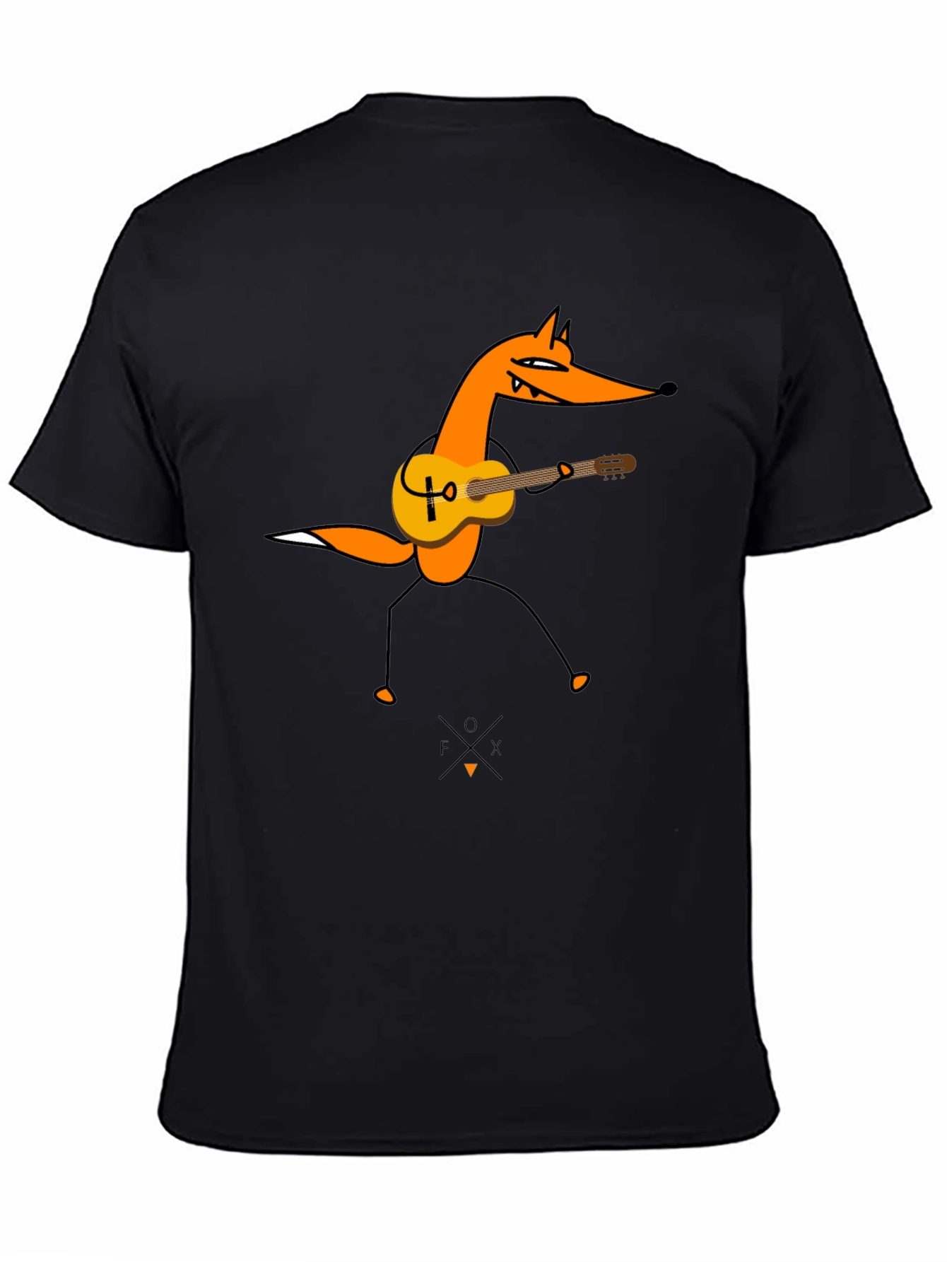 Guitar Fox Graphic Tee - Black Cotton T-Shirt