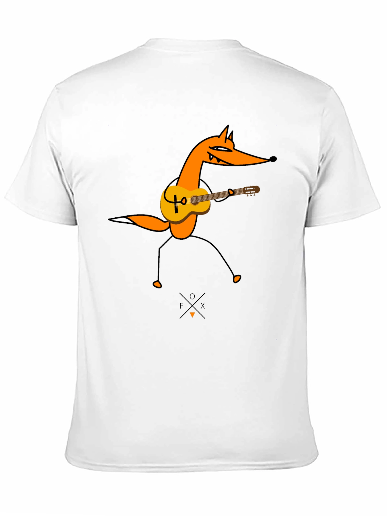 Guitar Fox Graphic Tee - Black Cotton T-Shirt